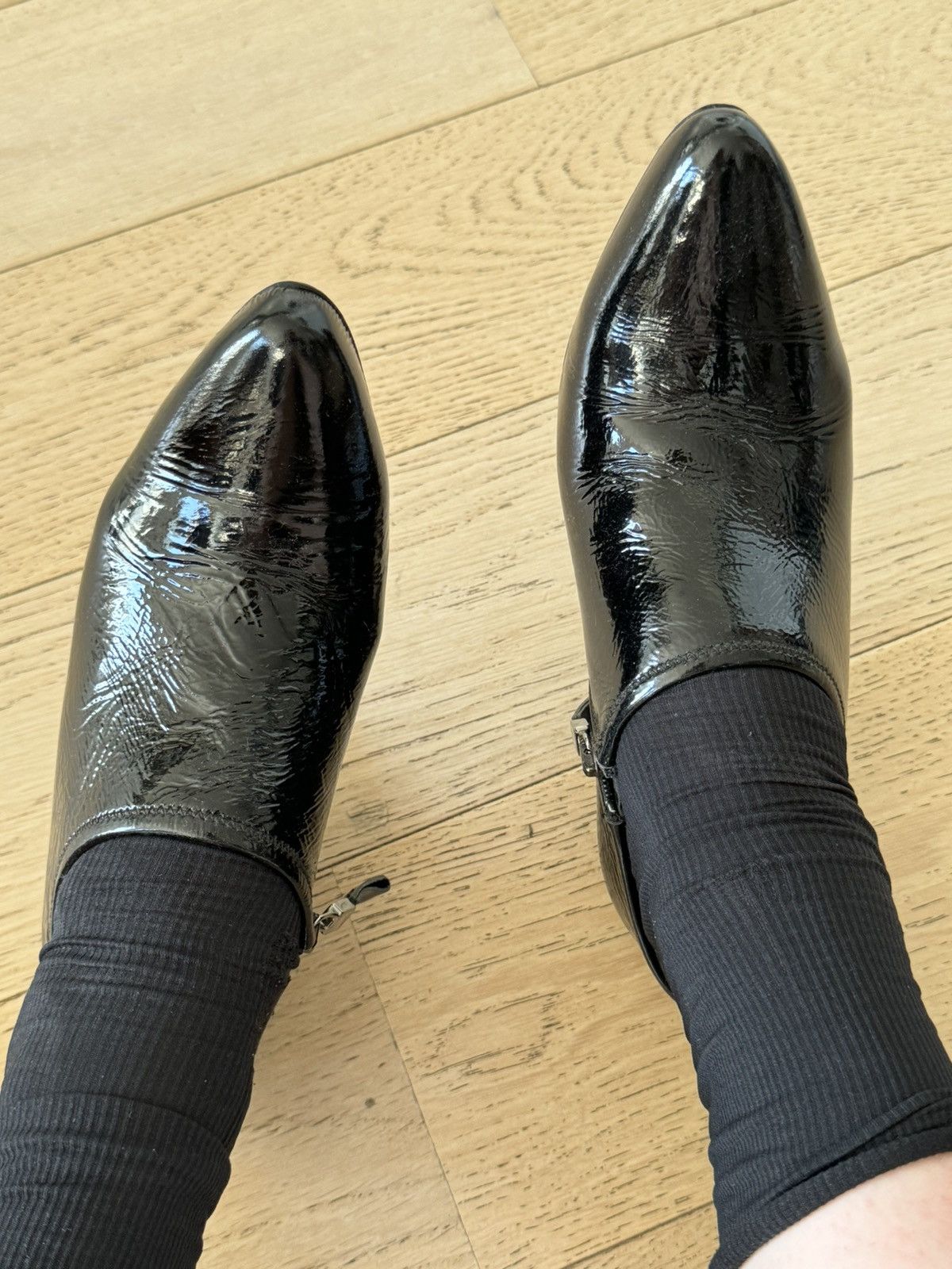 Prada Patent leather high heeled ankle boots Size US 7.5 / IT 37.5 - 20 Thumbnail