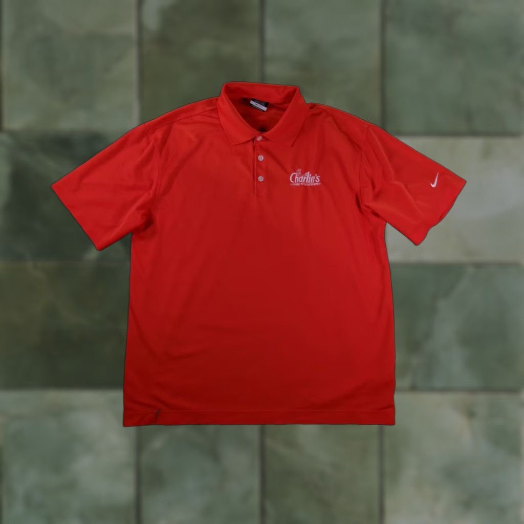 Nike Nike Golf Polo Mens L Orange Dri-FIT Short Sleeve Embroidered Charlies Logo Size US L / EU 52-54 / 3 - 1 Thumbnail