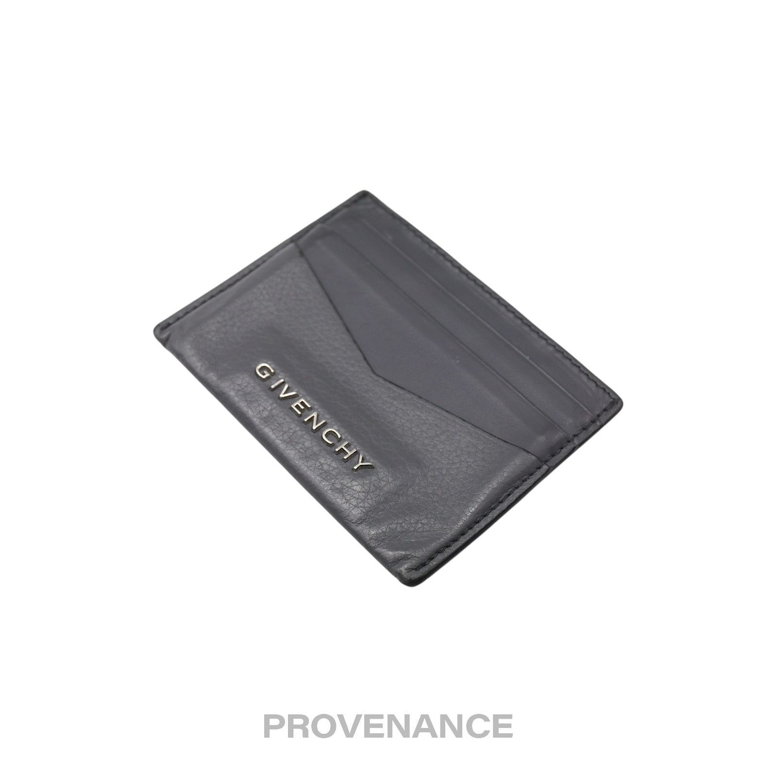 Givenchy 🔴 Givenchy Logo Card Holder Wallet - Grey Leather Size ONE SIZE - 3 Thumbnail