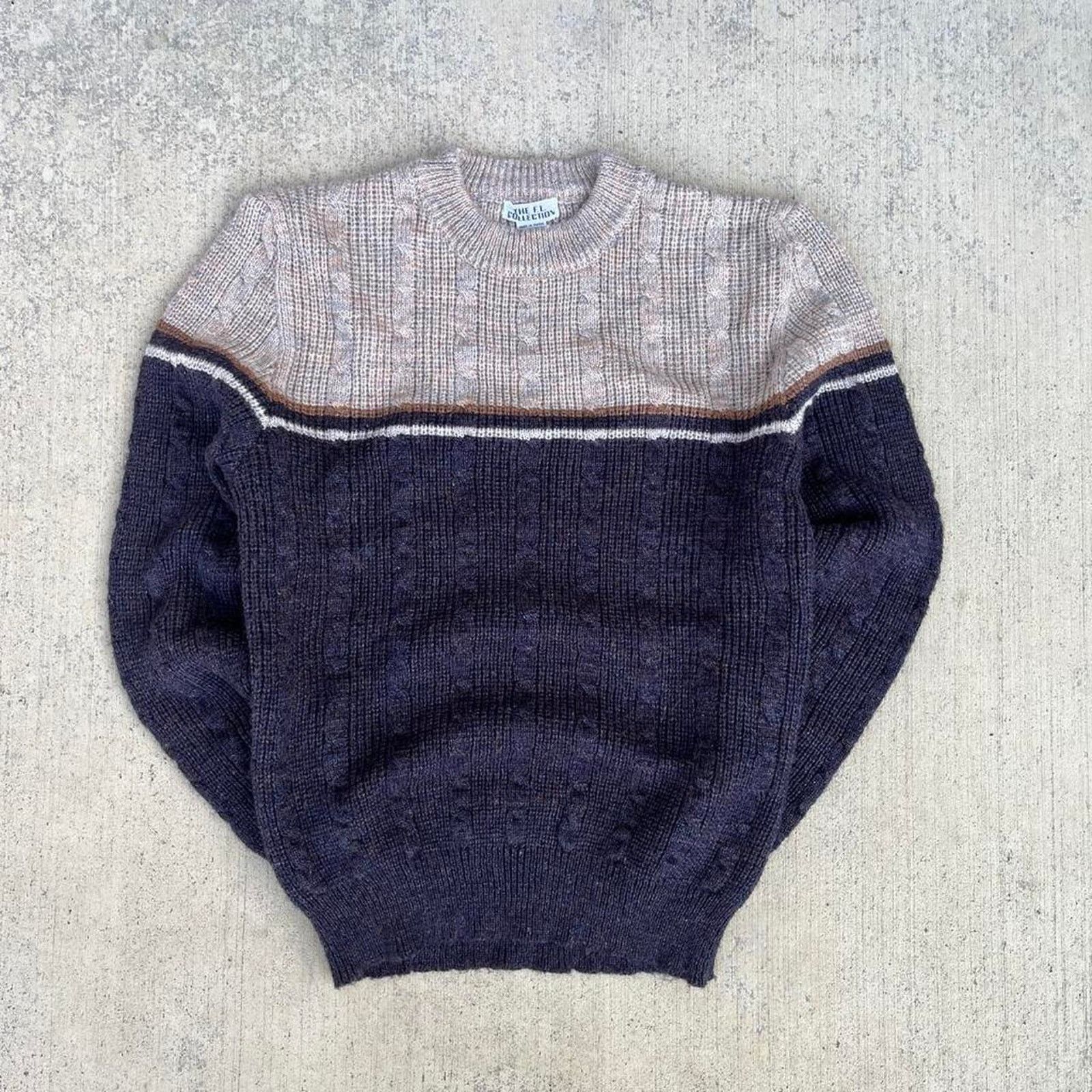 Other Neapolitan Cross Striped Knitted Winter Sweater Size L / US 10 / IT 46 - 1 Thumbnail