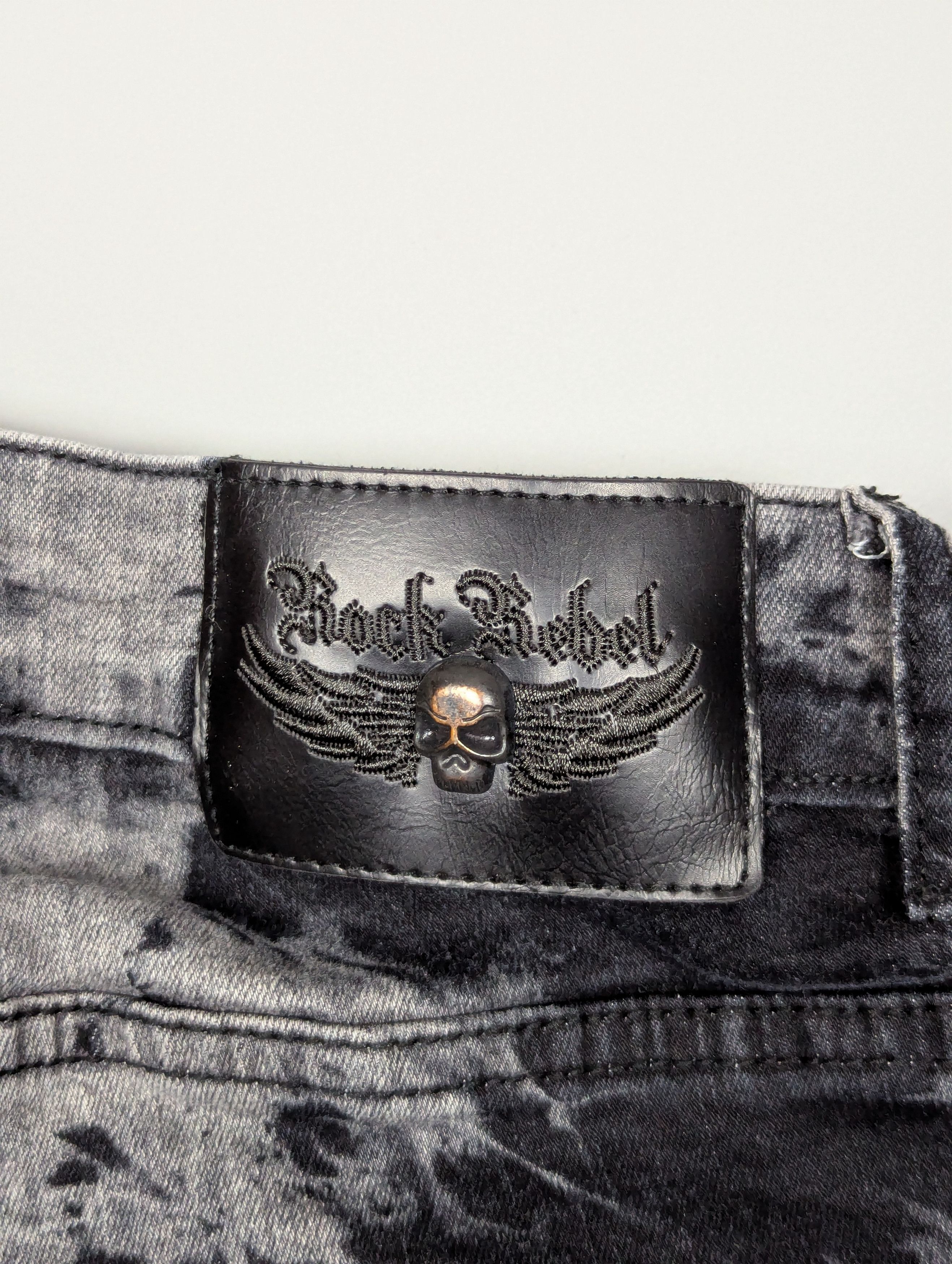 Hysteric Glamour ROCK REBEL Distressed Black/Gray Skinny Jeans With Skulls Size US 31 - 14 Thumbnail