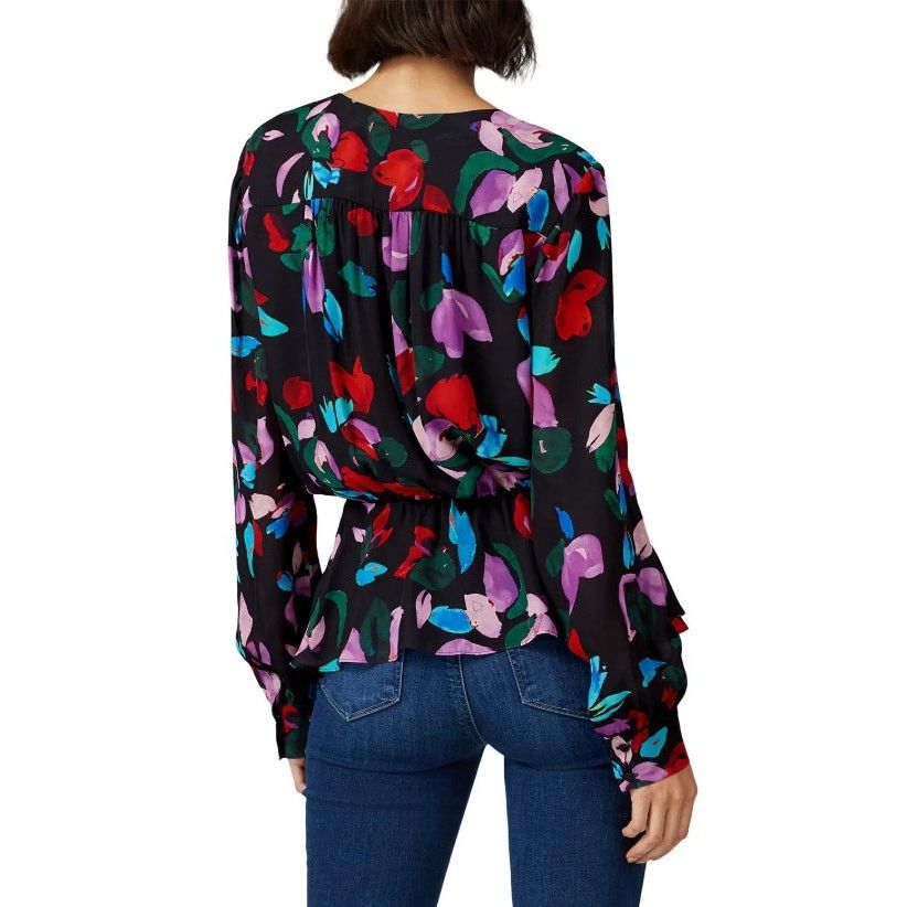 Parker Parker Silk Floral Alyssa V-Neck Asymmetric Peplum Blouse S Size S / US 4 / IT 40 - 3 Thumbnail