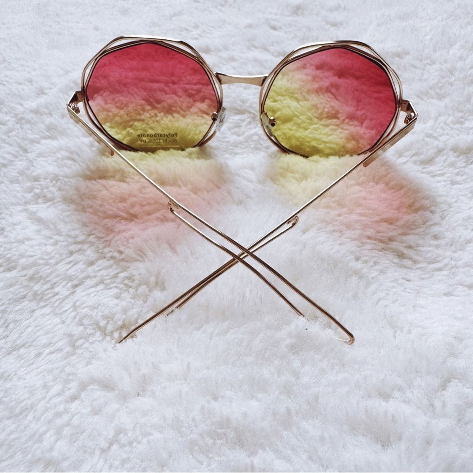 Other Seraphina Pink & Yellow Geometric Sunglasses Size ONE SIZE - 9 Thumbnail
