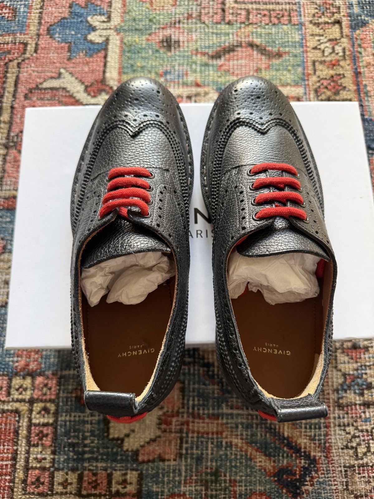 Givenchy Tisci Red Lace Wingtip Derbies Size US 9.5 / EU 42-43 - 6 Thumbnail