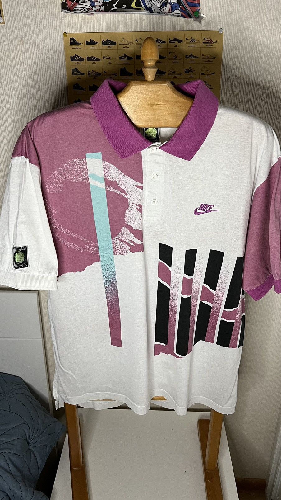 Andre Agassi Nike Vintage RARE 90 s Nike challenge court tennis polo acid design Grailed