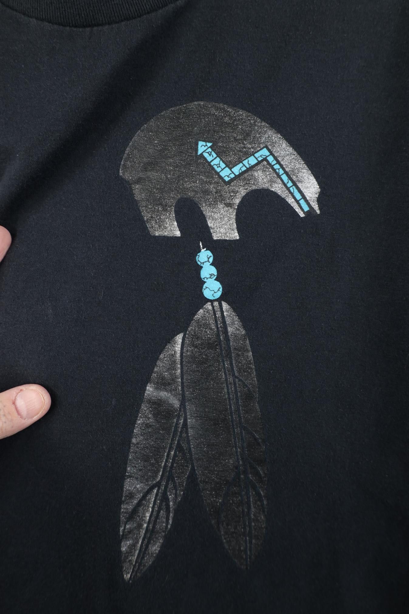 Vintage Vintage 90s Streetwear Turquoise Bear Folk Art T-Shirt USA Size US XL / EU 56 / 4 - 4 Thumbnail