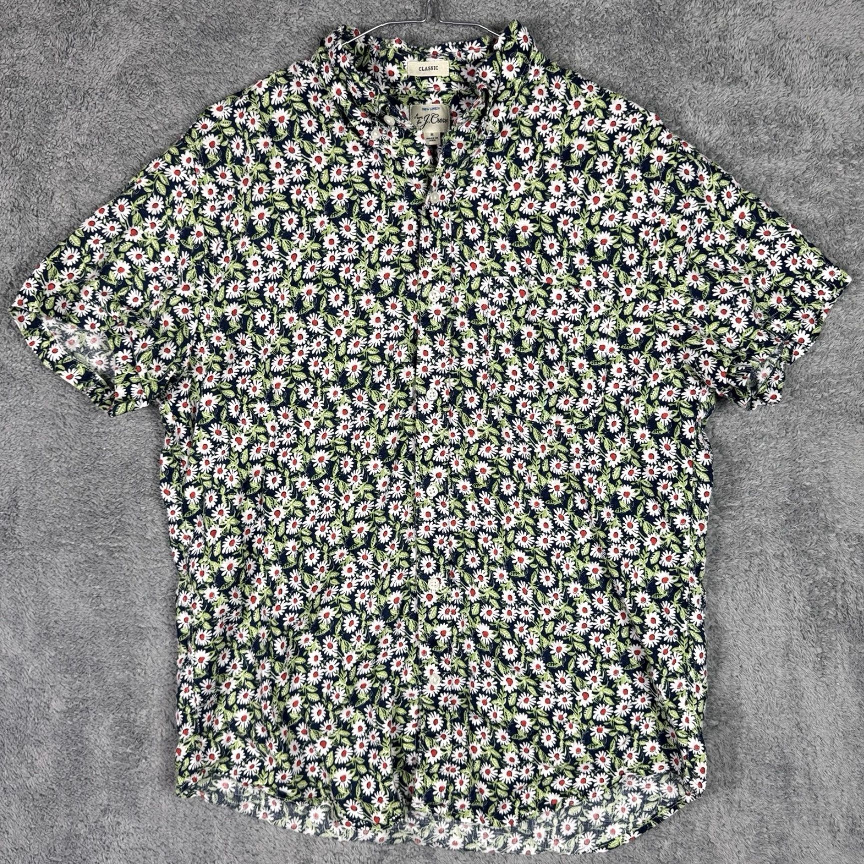 J.Crew J.CREW Linen Shirt Mens M Floral Print Button-Up Classic Fit Summer Casual Shirt Size US M / EU 48-50 / 2 - 4 Thumbnail