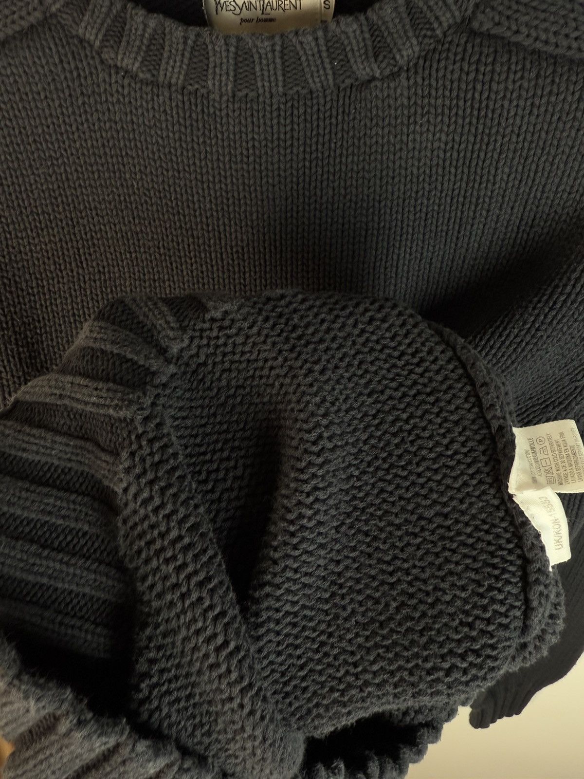 Yves Saint Laurent Heavy YSL Sweater Knit Thick Grey/black Paris Sweatshirt Size US S / EU 44-46 / 1 - 8 Thumbnail
