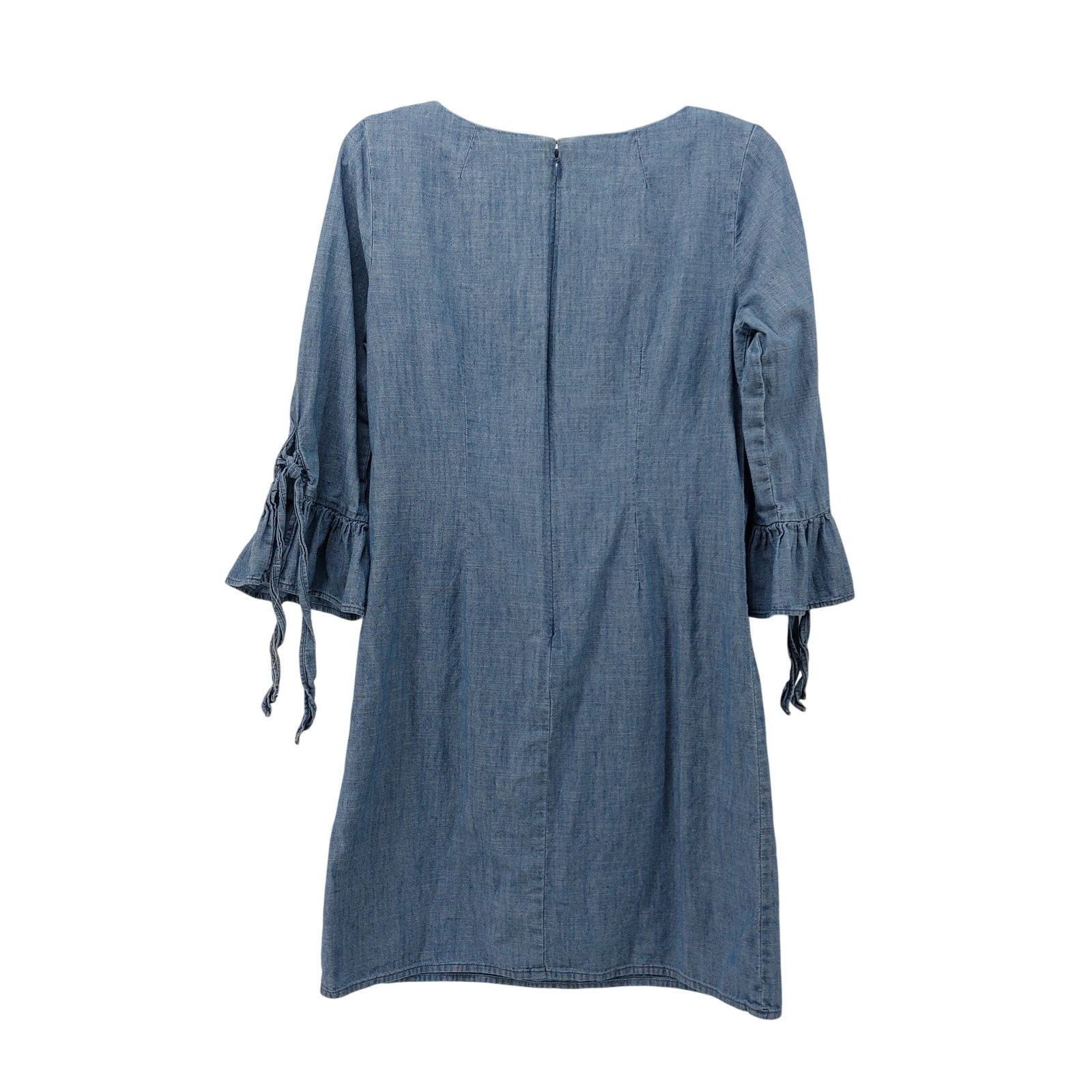 J.Crew J Crew Blue Denim Dress Size 2 Bell Sleeves V-Neck Spring Size XS / US 0-2 / IT 36-38 - 2 Thumbnail
