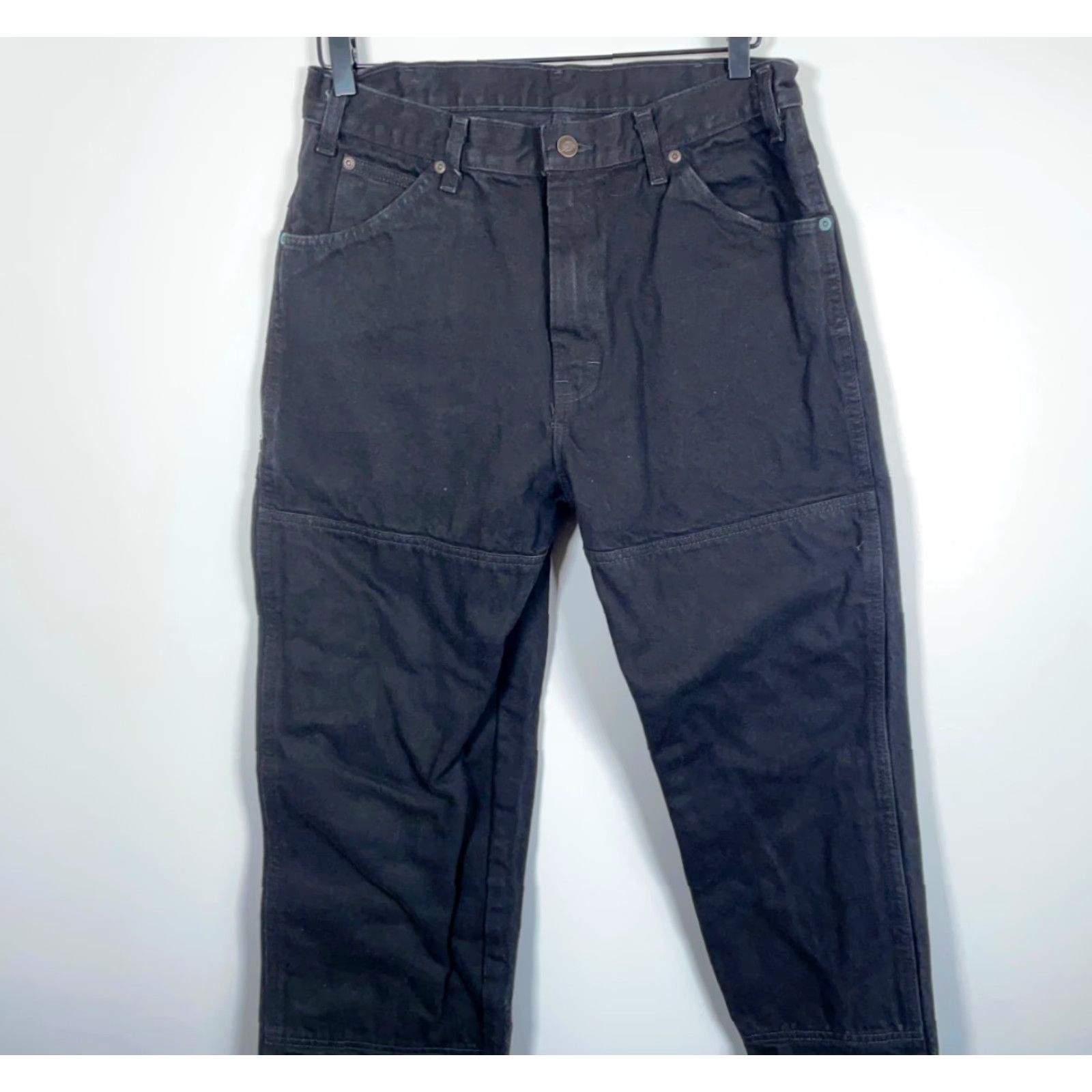 Dickies Dickies Jeans Men's 34 x 34 Black Denim Double Knee 5-Pocket Zip Fly Mid Rise Straight Vintage 90s Grunge Retro Width 32 x 33 Size US 32 / EU 48 - 4 Thumbnail