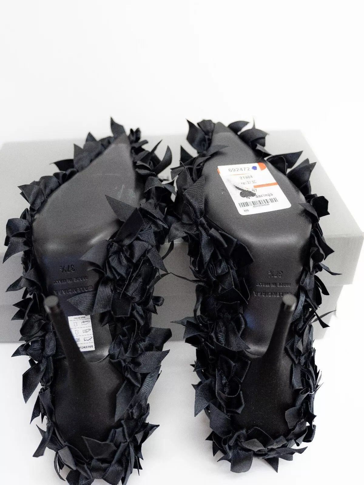 Balenciaga Balenciaga Marie Antoinette Knife Black Satin Bow Pumps Heel Size US 7.5 / IT 37.5 - 11 Thumbnail