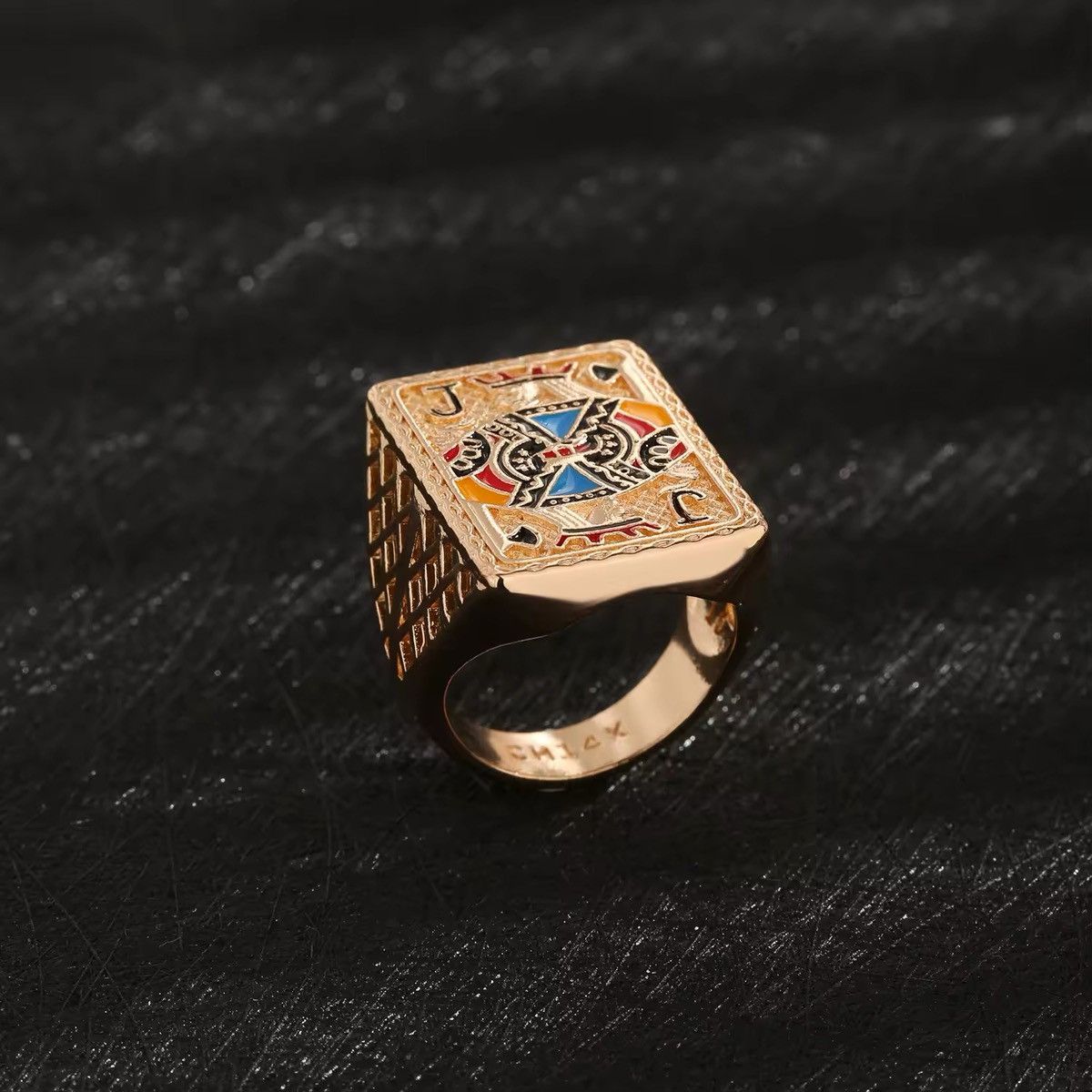 Jewelry Zircon Cz Spade King Black Jack Poker Ring Size ONE SIZE - 3 Thumbnail