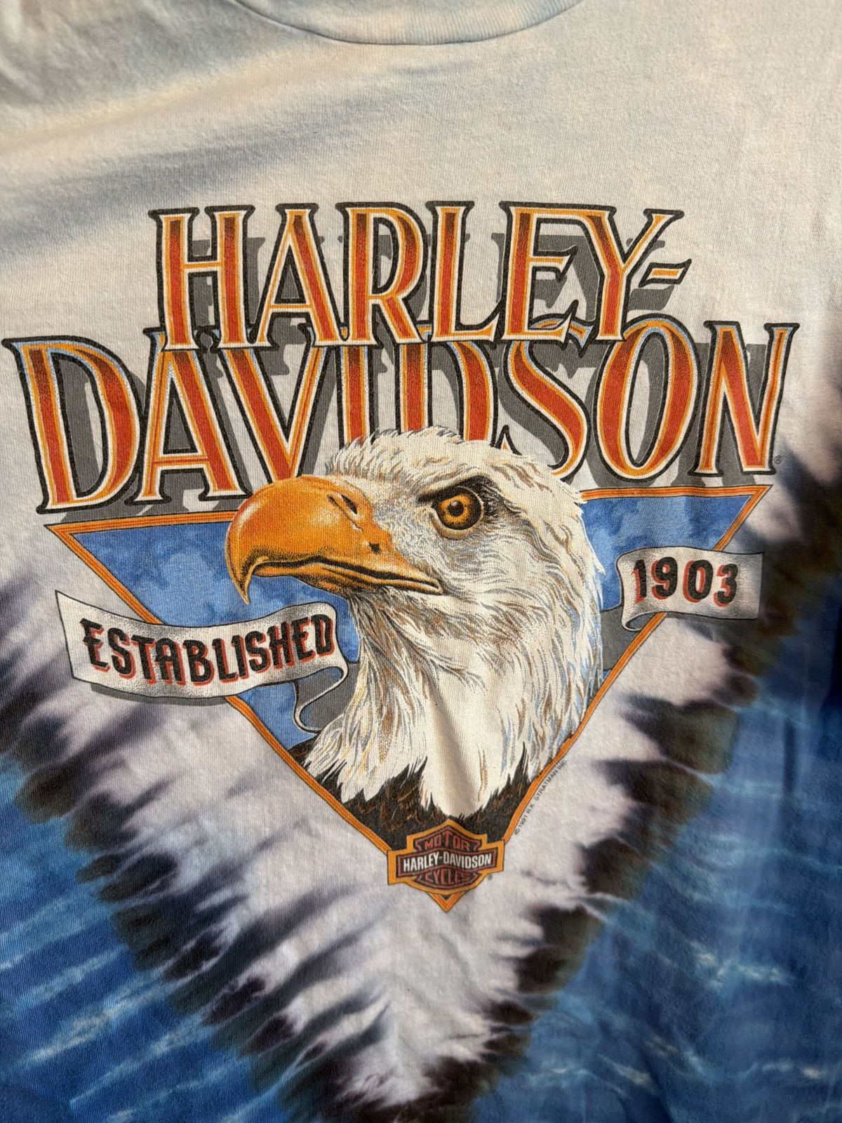 Harley Davidson 1991 Harley Tie Dye Single Stitch Tee Size US XXL / EU 58 / 5 - 3 Thumbnail