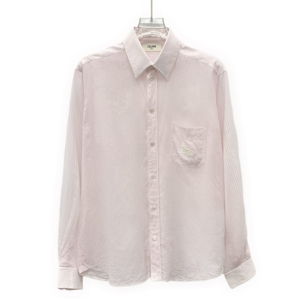 Celine Celine Pink Striped Carriage Long Sleeve Shirt K26WX Size S / US 4 / IT 40 - 1 Thumbnail