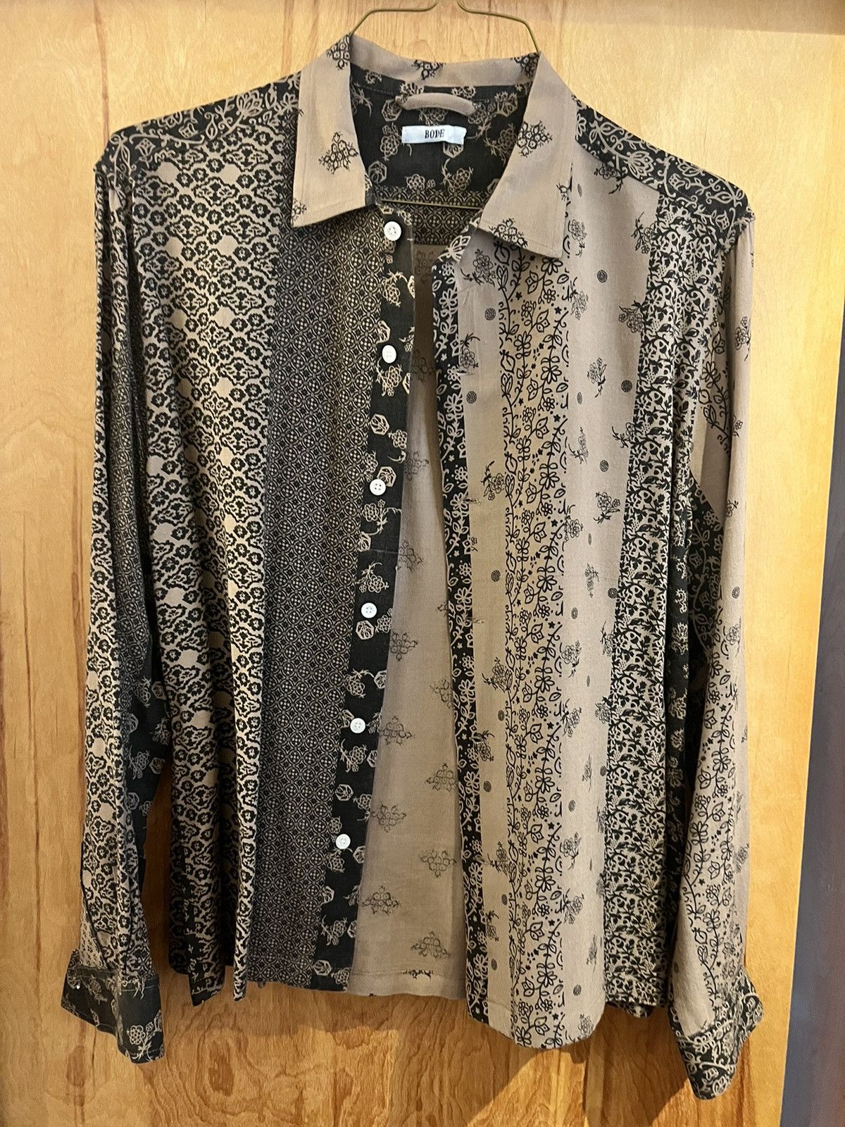 image of Bode Vintage Fabric Ooak Shirt Xl/ in Brown, Men's (Size 2XL)