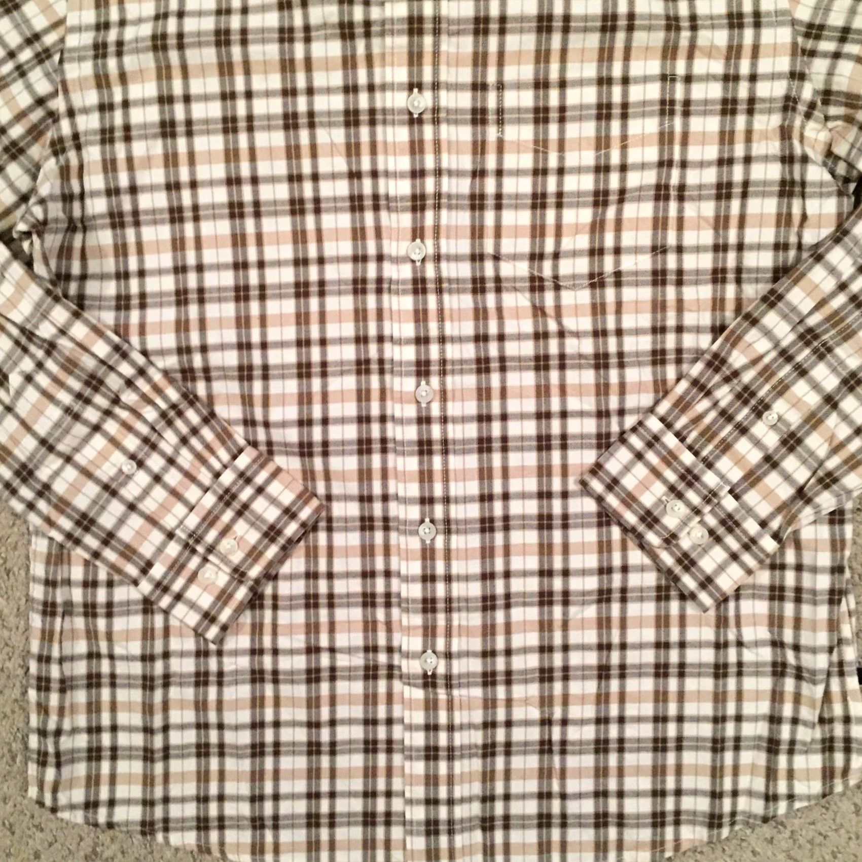 Gap Gap Shirt Button-Up Mens Medium Beige Plaid Long Sleeve Button Front Collar Shirt Size US M / EU 48-50 / 2 - 4 Thumbnail