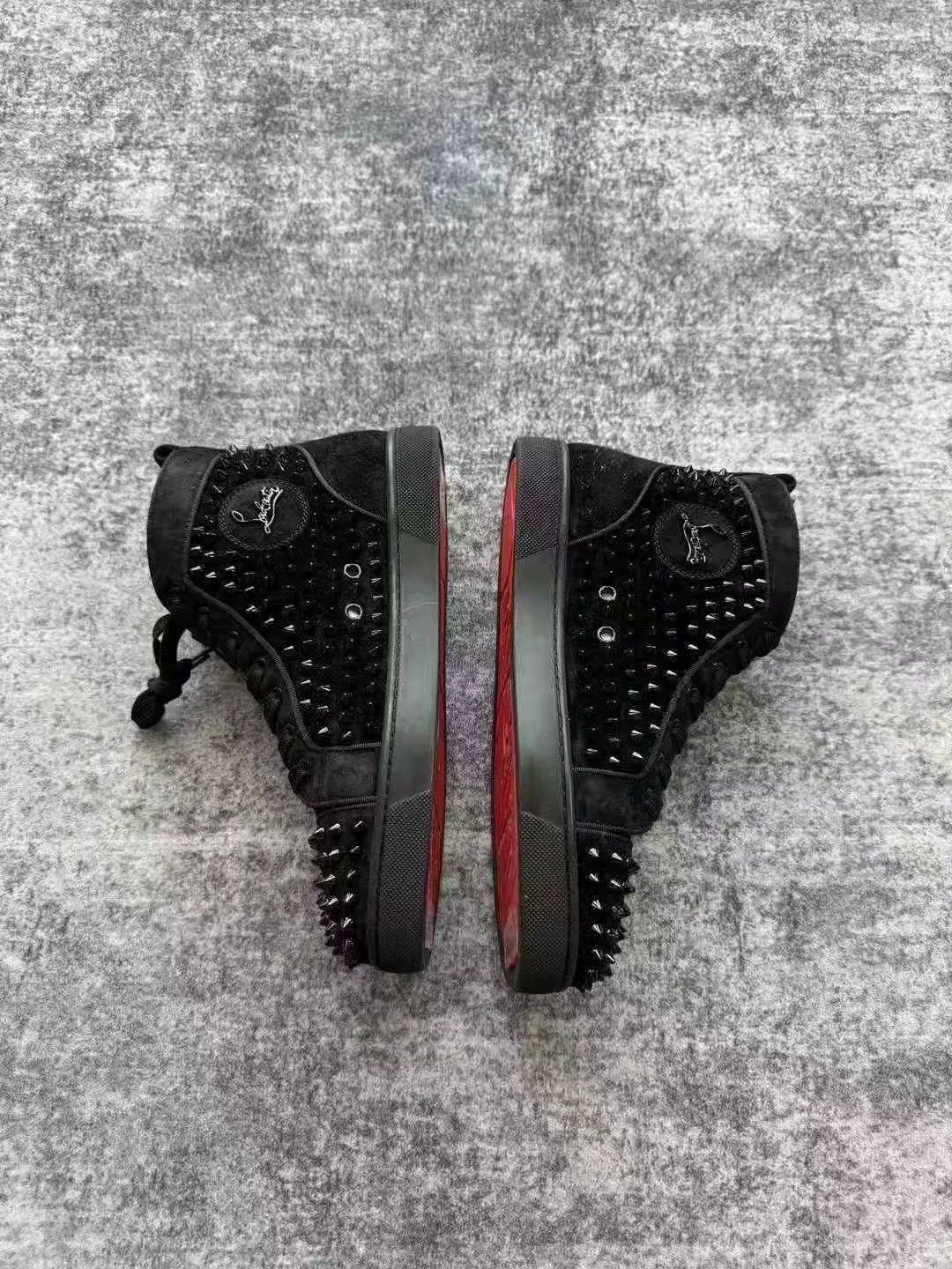 Christian Louboutin Christian Louboutin CL Black Suede Studded High-Top Sneakers Size US 6.5 / EU 39-40 - 1 Thumbnail