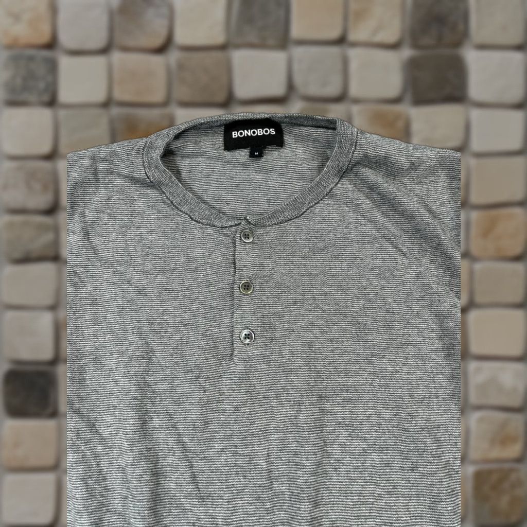 Bonobos Bonobos Shirt Mens M Gray Cotton Henley Size US M / EU 48-50 / 2 - 1 Thumbnail