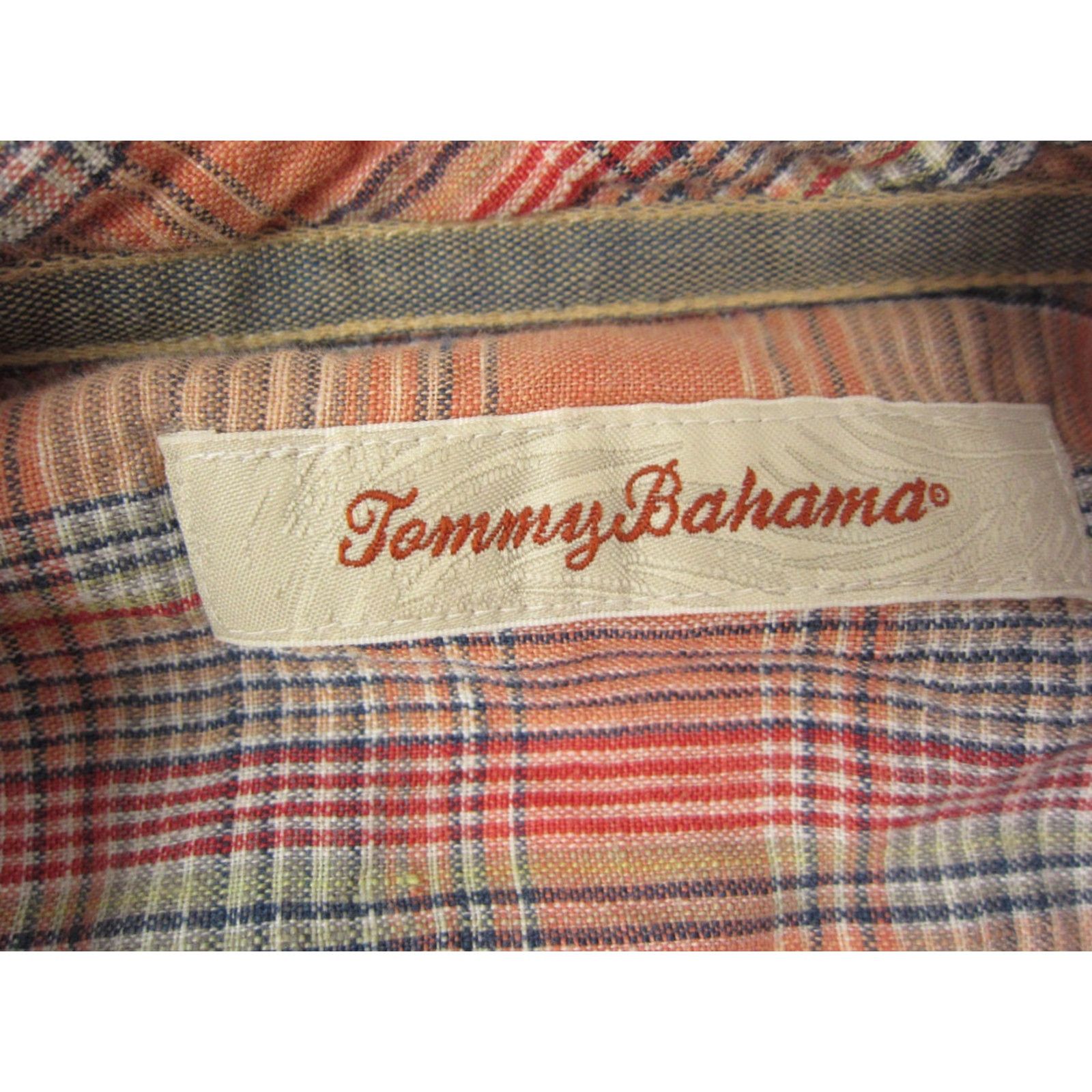 Tommy Bahama Tommy Bahama Shirt Adult 2XL Orange Plaid Linen Camp Mens Button Up Short Sleeve Casual Everyday Mens Size US XXL / EU 58 / 5 - 5 Thumbnail