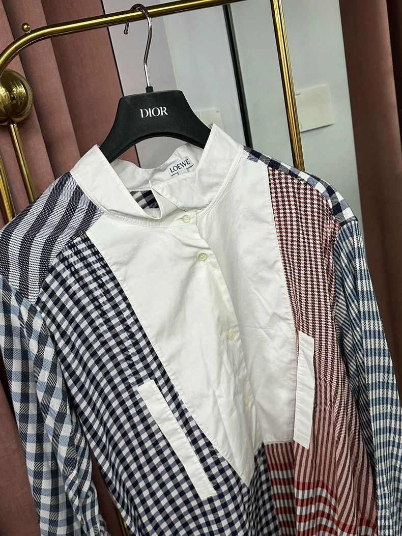 Loewe LOEWE Red and blue checkered front and back shirt dress dr Size S / US 4 / IT 40 - 2 Thumbnail