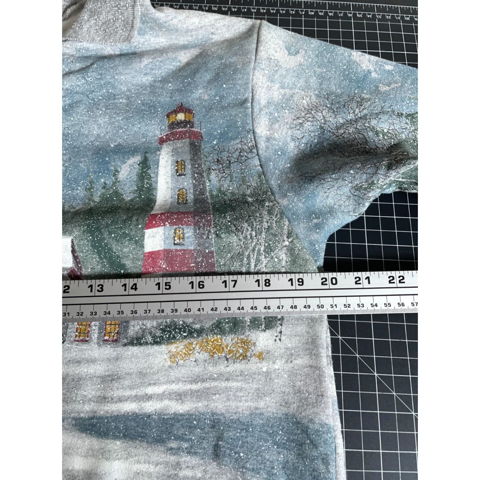 Vintage VINTAGE Artisan's Sweatshirt Women's Small AOP All Over Print 90s Scenic Lighthouse Geometric Print Cap Collared Pullover Navy Gray/Multi Size S / US 4 / IT 40 - 5 Thumbnail
