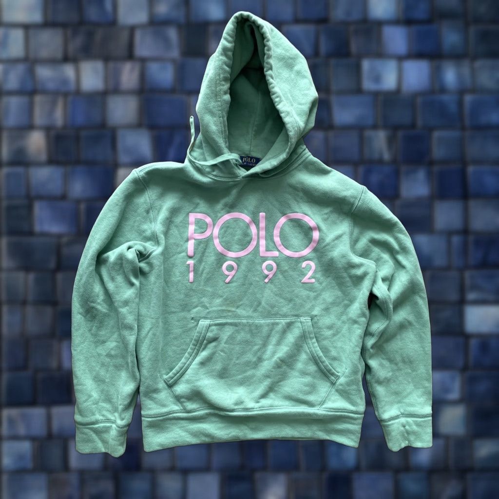 Ralph Lauren VINTAGE Polo Ralph Lauren 1992 Green Hoodie Sweatshirt Womens Small Pullover 90s Sweater Spotlight 90s Hip Hop City Graphic Print Size S / US 4 / IT 40 - 1 Thumbnail