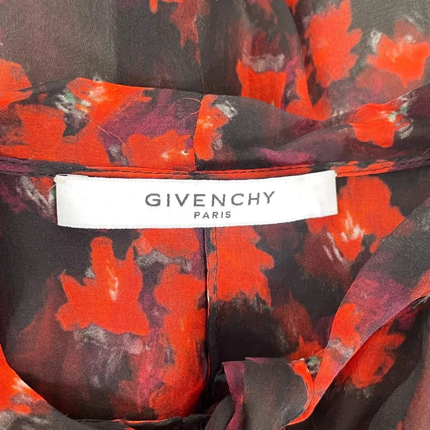 Givenchy Givenchy floral silk LS black-red ruffled shirt FR38 Size XS / US 0-2 / IT 36-38 - 5 Thumbnail