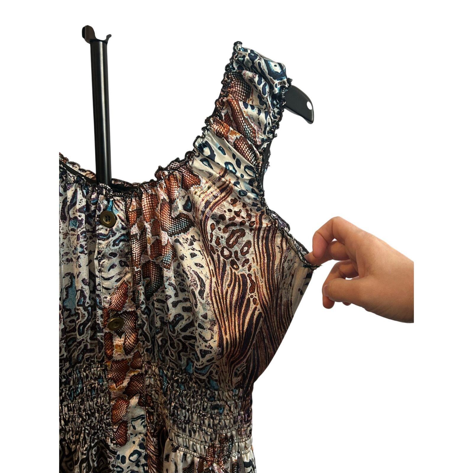 Other Lapis Animal Print Dress Multi M Y2K Patchwork Smocked Size M / US 6-8 / IT 42-44 - 6 Thumbnail