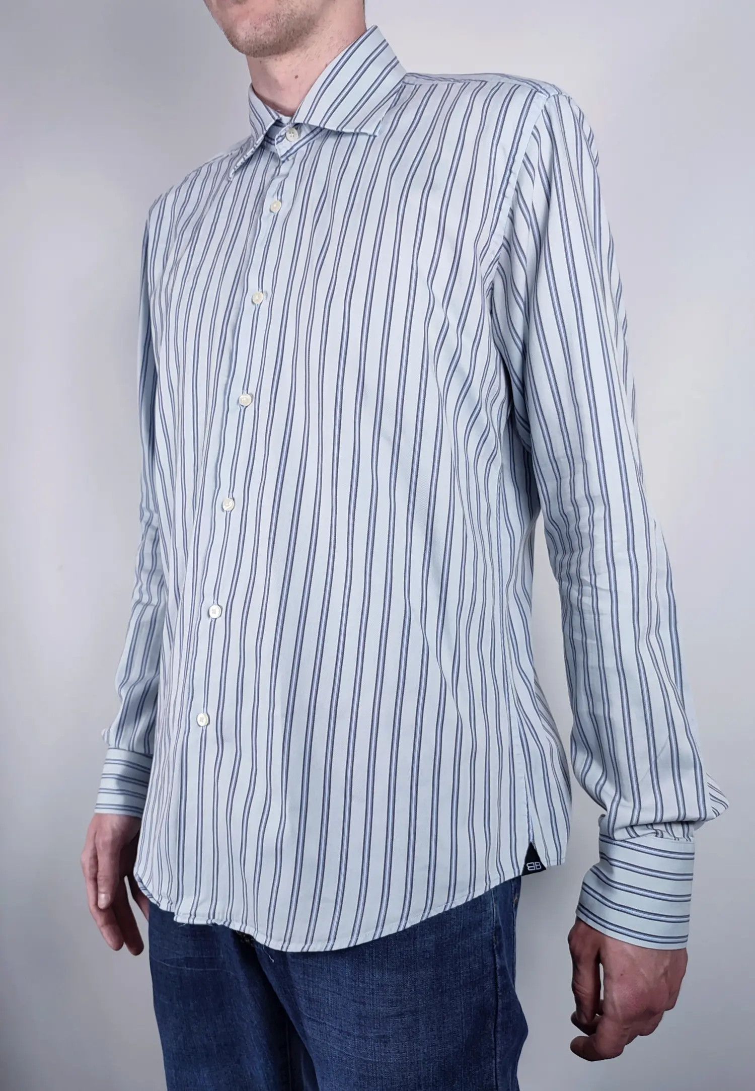 Balenciaga Balenciaga BB logo stripe vintage shirt Size US L / EU 52-54 / 3 - 11 Thumbnail