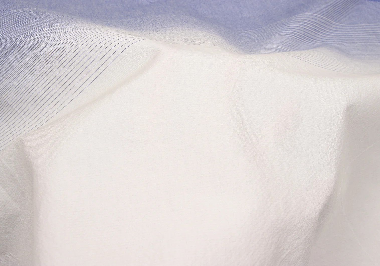 Issey Miyake Multi-Line Jacquard Long Sleeve Shirt in Cream with Blue Size US M / EU 48-50 / 2 - 16 Thumbnail
