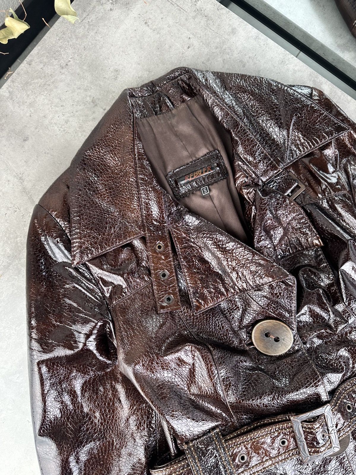 Japanese Brand Vintage Faux Patent Leather Jacket Size S / US 4 / IT 40 - 3 Thumbnail