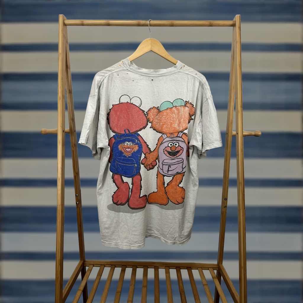 Tultex VTG Elmo & Zoe Sesame Street Thrashed Distressed Worn Double Sided T-Shirt XL Men White Tultex Shirt XS? Size US XL / EU 56 / 4 - 1 Thumbnail