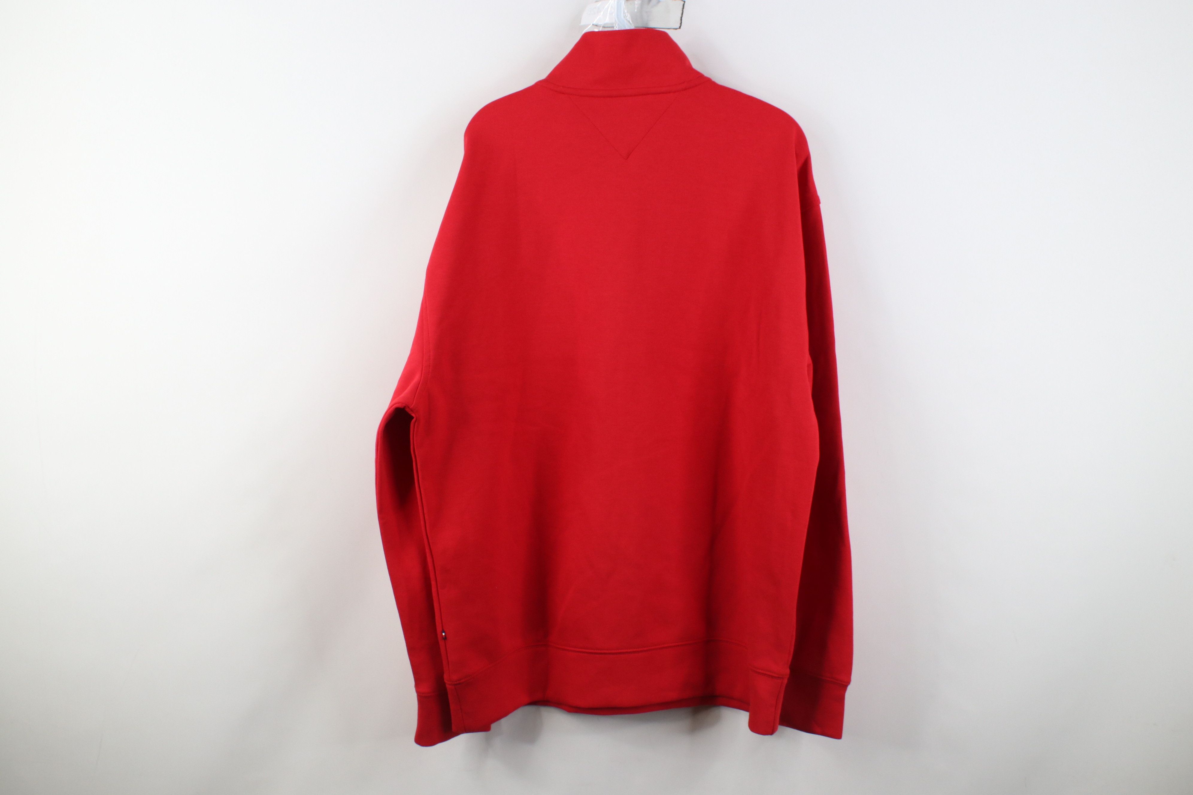 Tommy Hilfiger Deadstock Y2K Tommy Hilfiger Cotton Knit 1/4 Zip Sweater Red Size US L / EU 52-54 / 3 - 14 Thumbnail