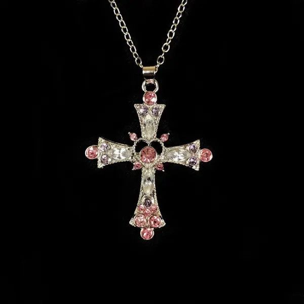 Jewelry Kubota x Ahata Y2K Cross Necklace Punk Gothic Crystal Chain Size ONE SIZE - 1 Thumbnail