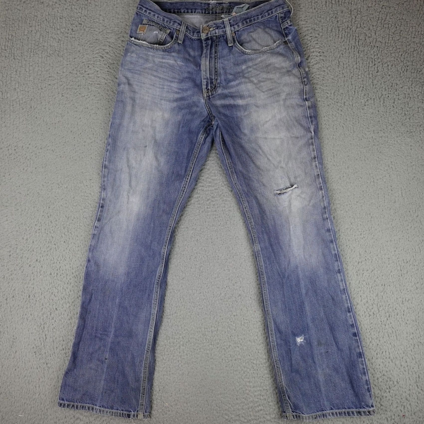 Denime Cinch Jeans Mens 35 (32x32 Actual) Blue Denim Light Wash Western Work Wear Jeans Mens Regular Blue USA 90s Style Size US 35 - 2 Thumbnail