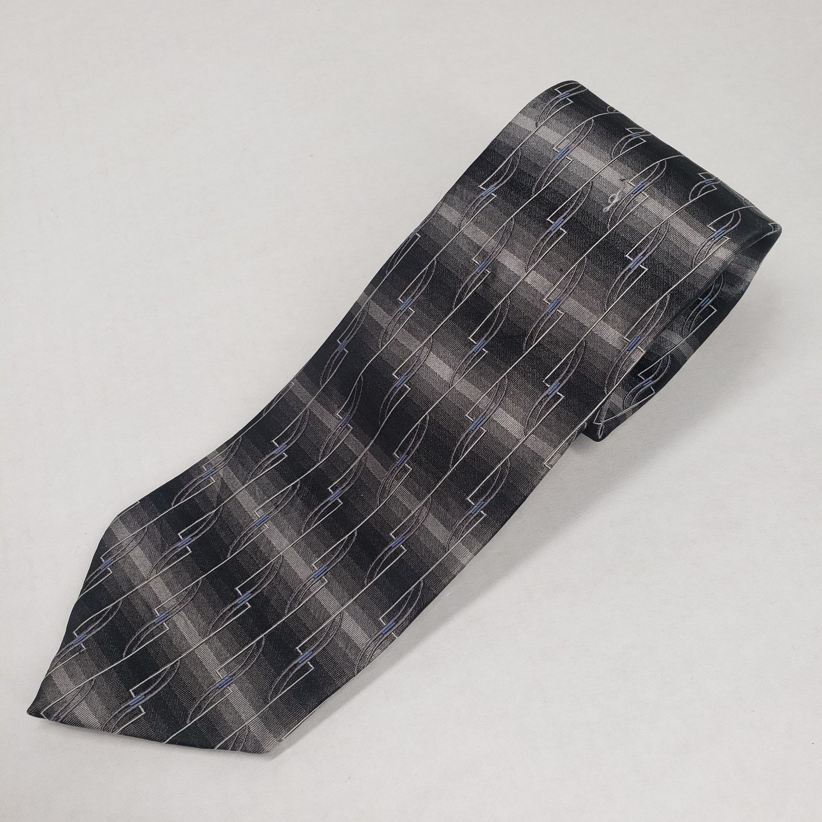 Vintage Vintage Mens Necktie Striped Geometric Pattern Silver Party Size ONE SIZE - 6 Thumbnail