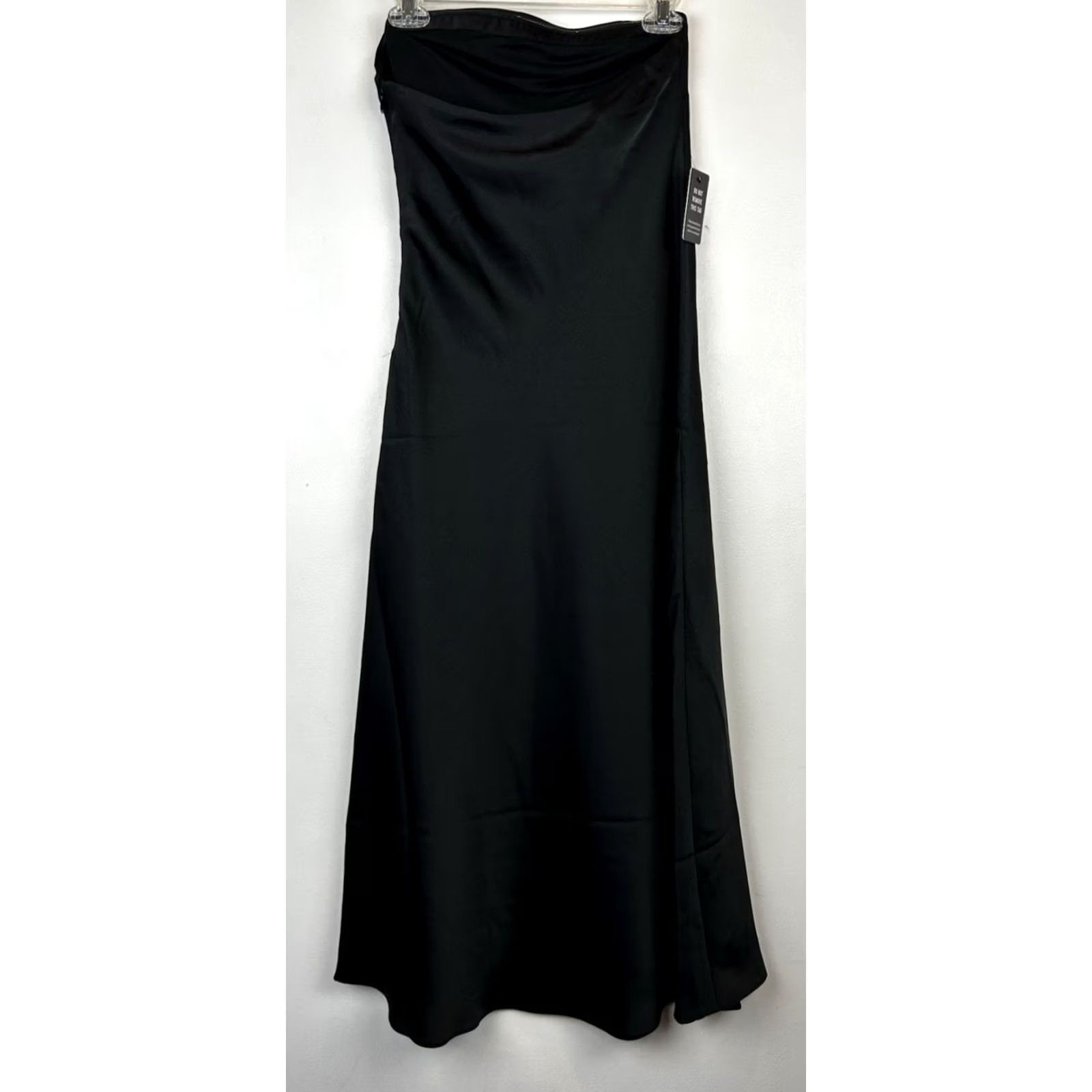 Express VINTAGE Express Slip Dress Womens S Strapless Black Satin Midi Event Evening Cocktail Size S / US 4 / IT 40 - 2 Thumbnail