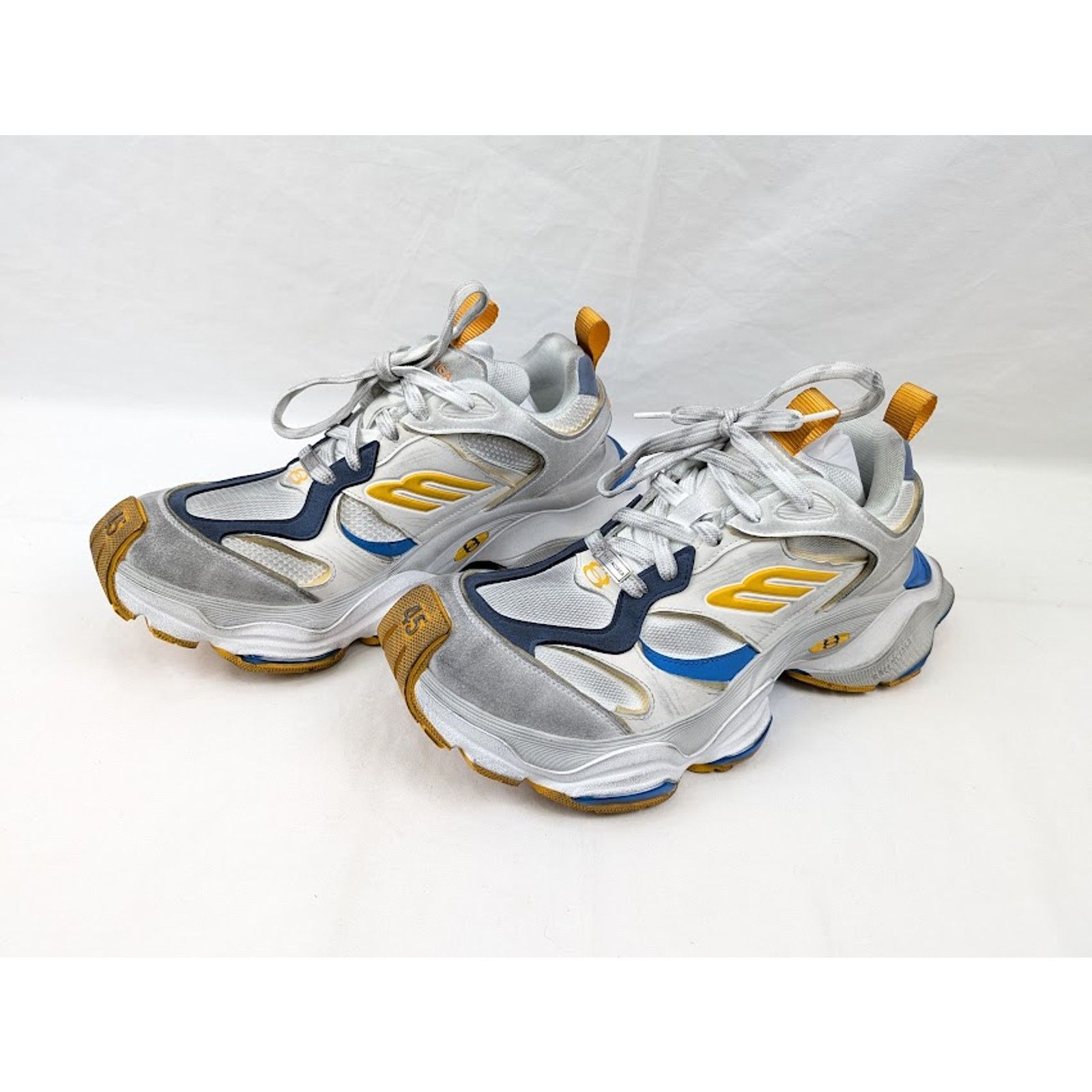 Balenciaga o1rshd1 Cargo Suede Low-Top Sneakers White/Grey/Orange/Blue Size US 10 / EU 43 - 18 Thumbnail