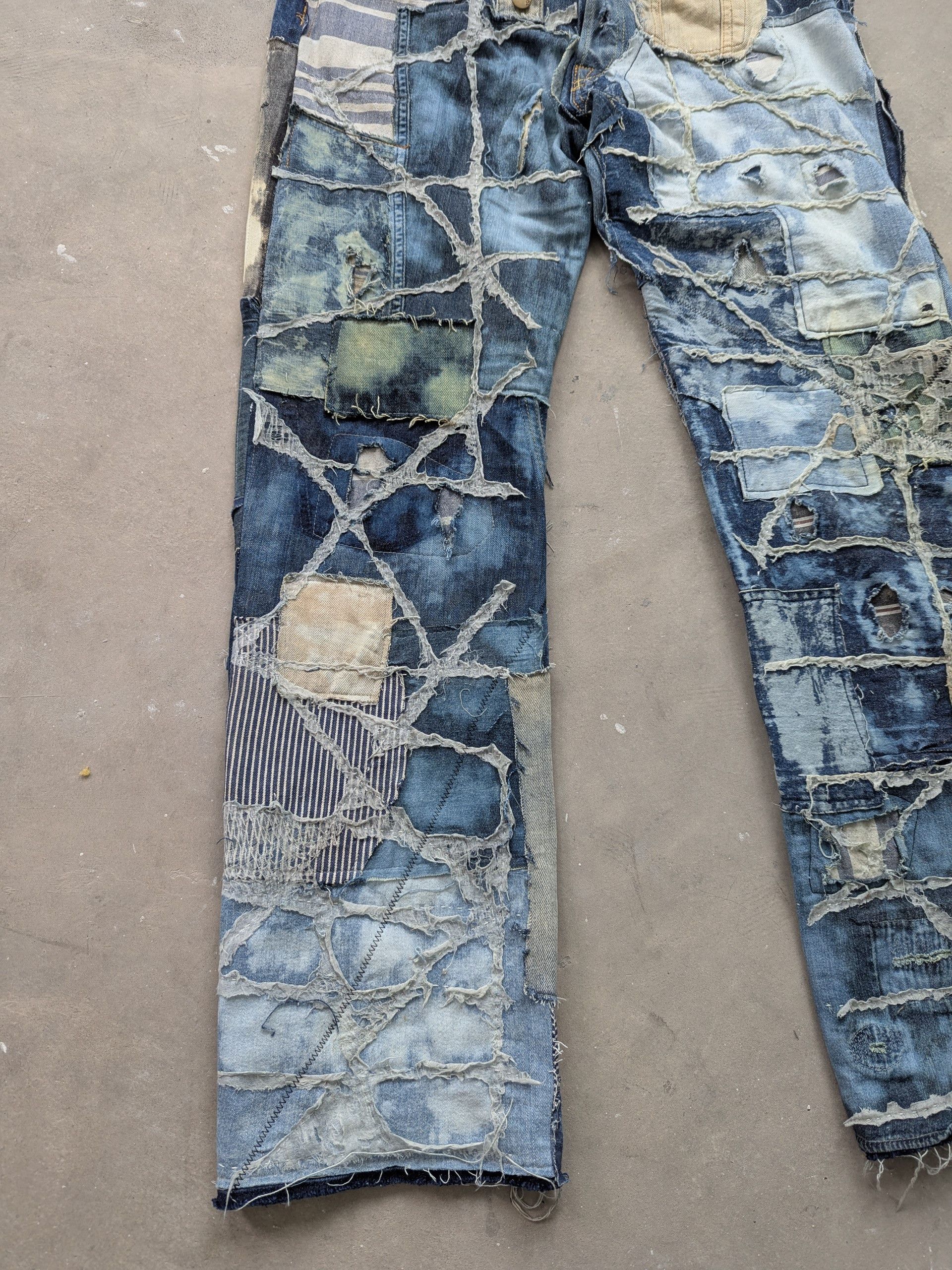 Kapital × Kapital Kountry × Vintage Kapital Kountry Boro Psychadelic Patchwork Selvedge Denim Size US 31 - 7 Thumbnail
