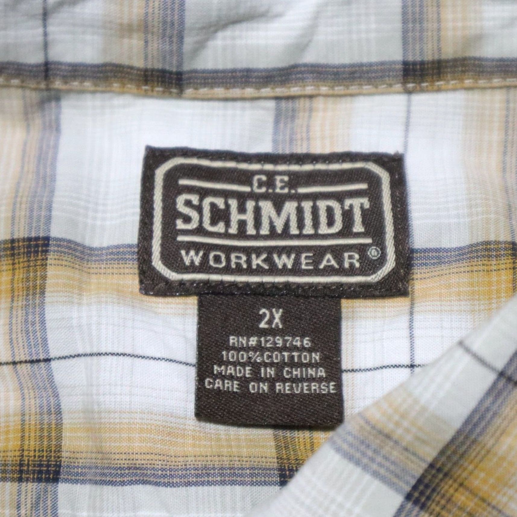 Vintage C.E. Schmidt Shirt Button-Up Short Sleeve Plaid Brown 2X Big & Tall Men’s Size 2X Workwear Shirt Size US XXL / EU 58 / 5 - 3 Thumbnail
