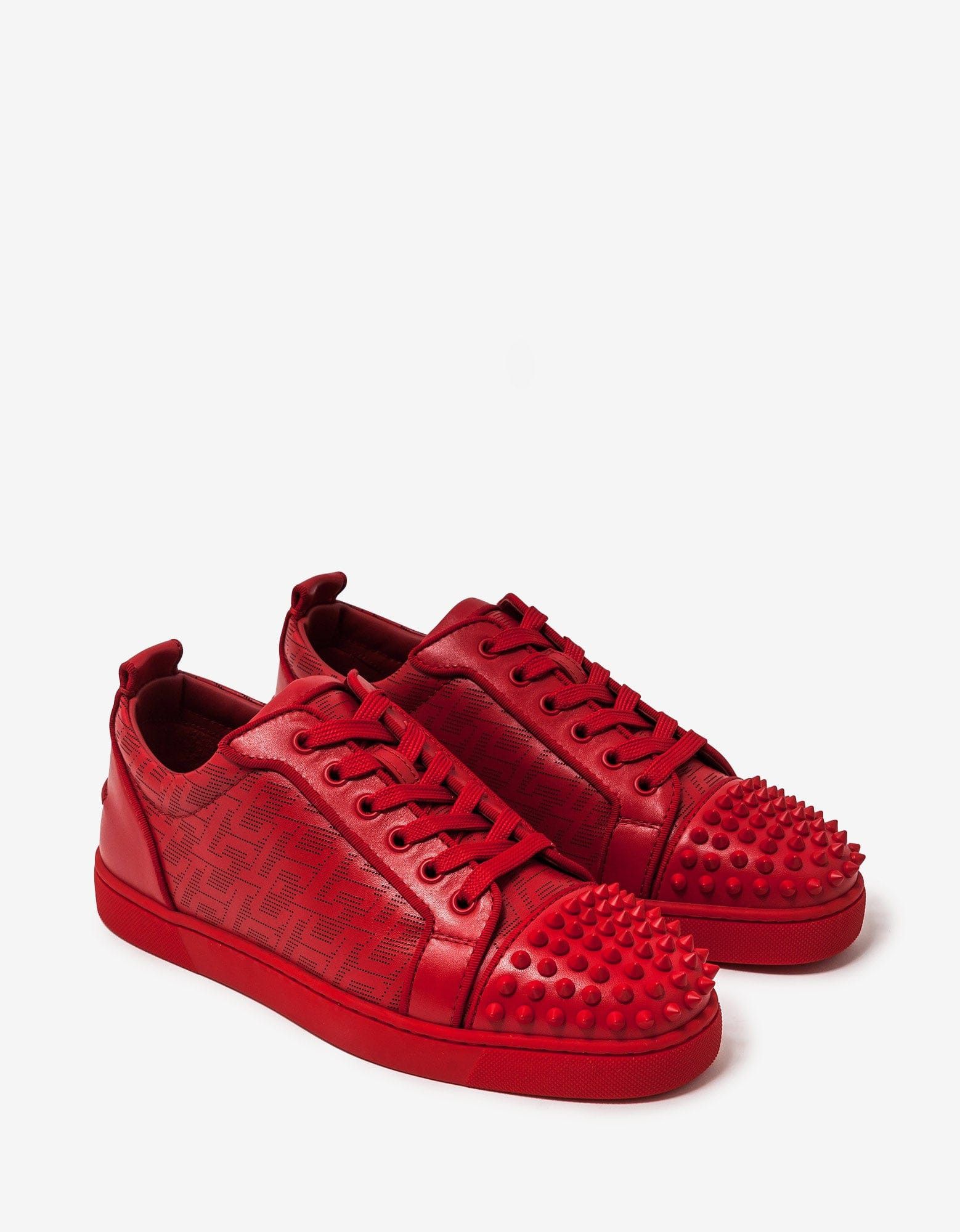 image of Christian Louboutin Louis Junior Spikes Techno Cl Red Trainers Shoes, Men's (Size 12)
