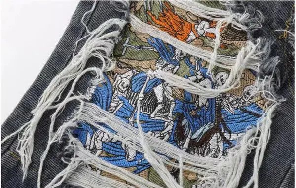 Japanese Brand High street sabotage washed heavy embroidered ripped jeans Size US 30 / EU 46 - 4 Thumbnail