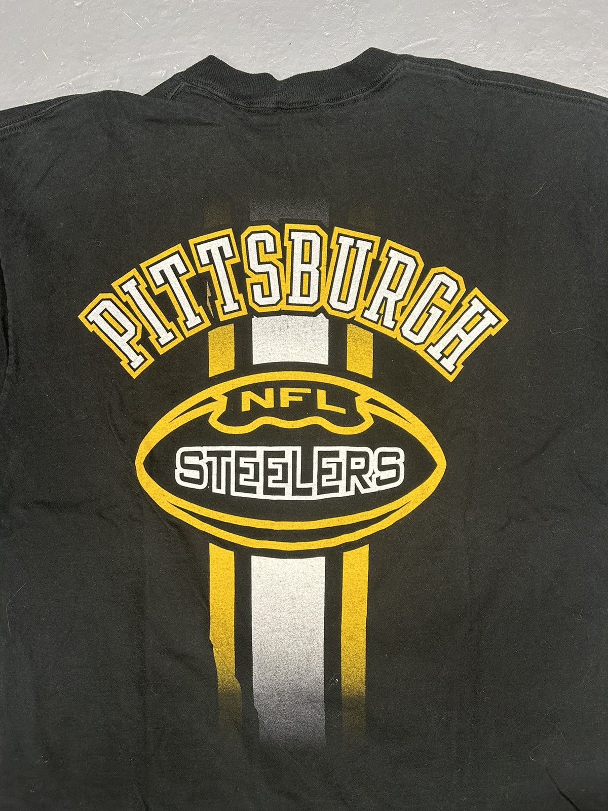 NFL Crazy Vintage 90s Essential Black Steelers NFL Tee Shirt Size US XXL / EU 58 / 5 - 2 Thumbnail