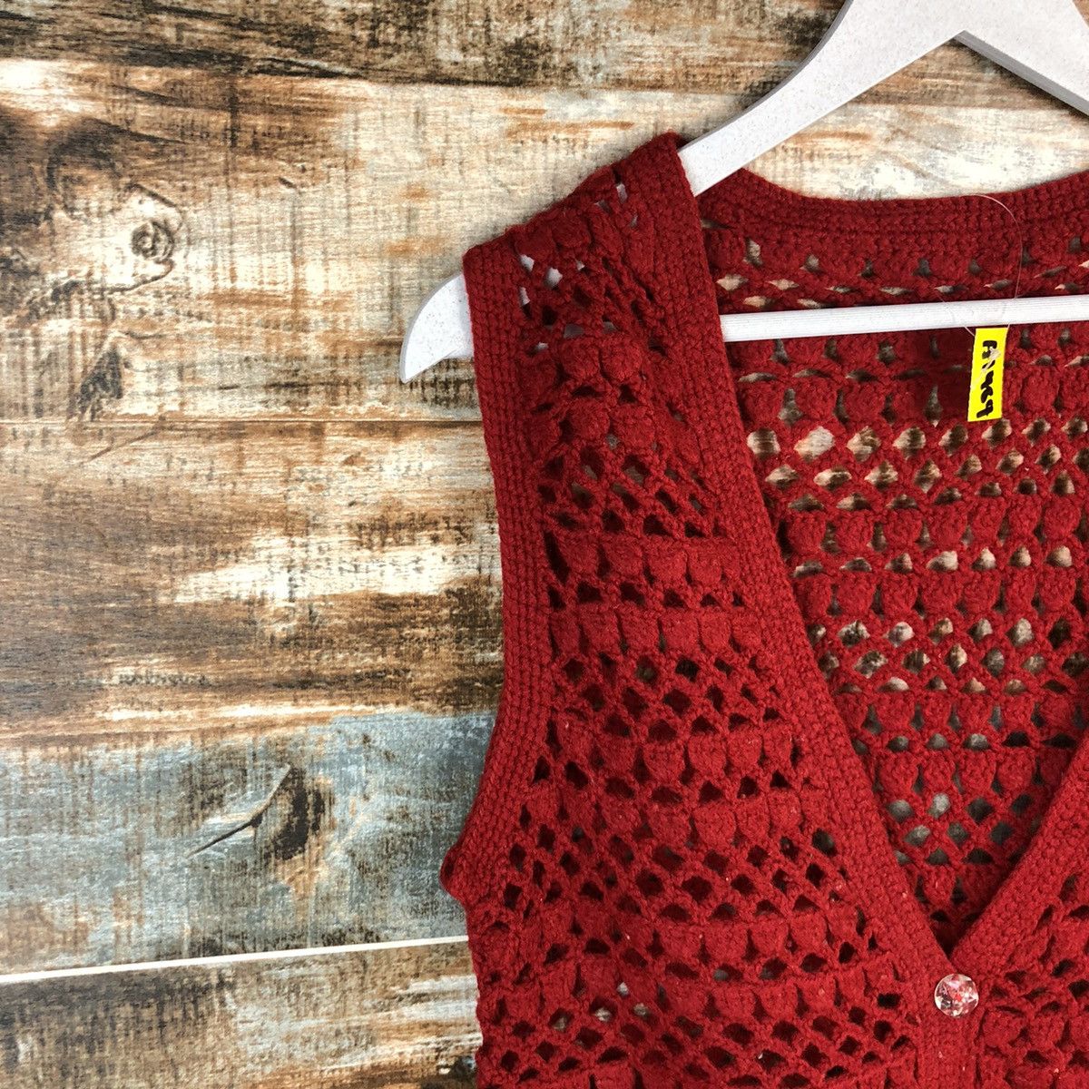 Japanese Brand Japan crochet meshnet Red Cardigan Vest #A1484 Size S / US 4 / IT 40 - 7 Thumbnail