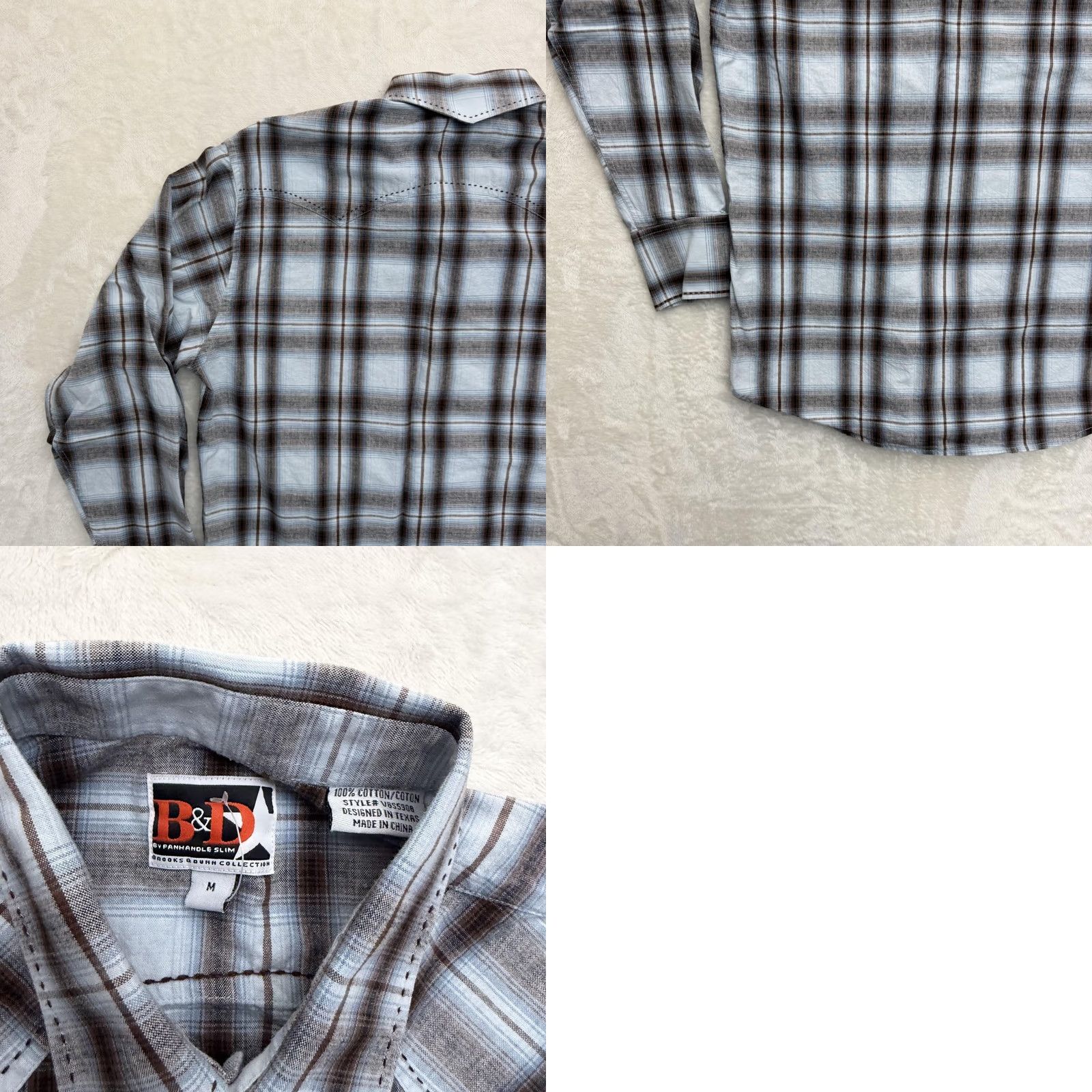 Vintage VINTAGE B&D by Panhandle Slim Shirt Mens Medium Blue Plaid Western Pearl Snap Shirt Size US M / EU 48-50 / 2 - 10 Thumbnail
