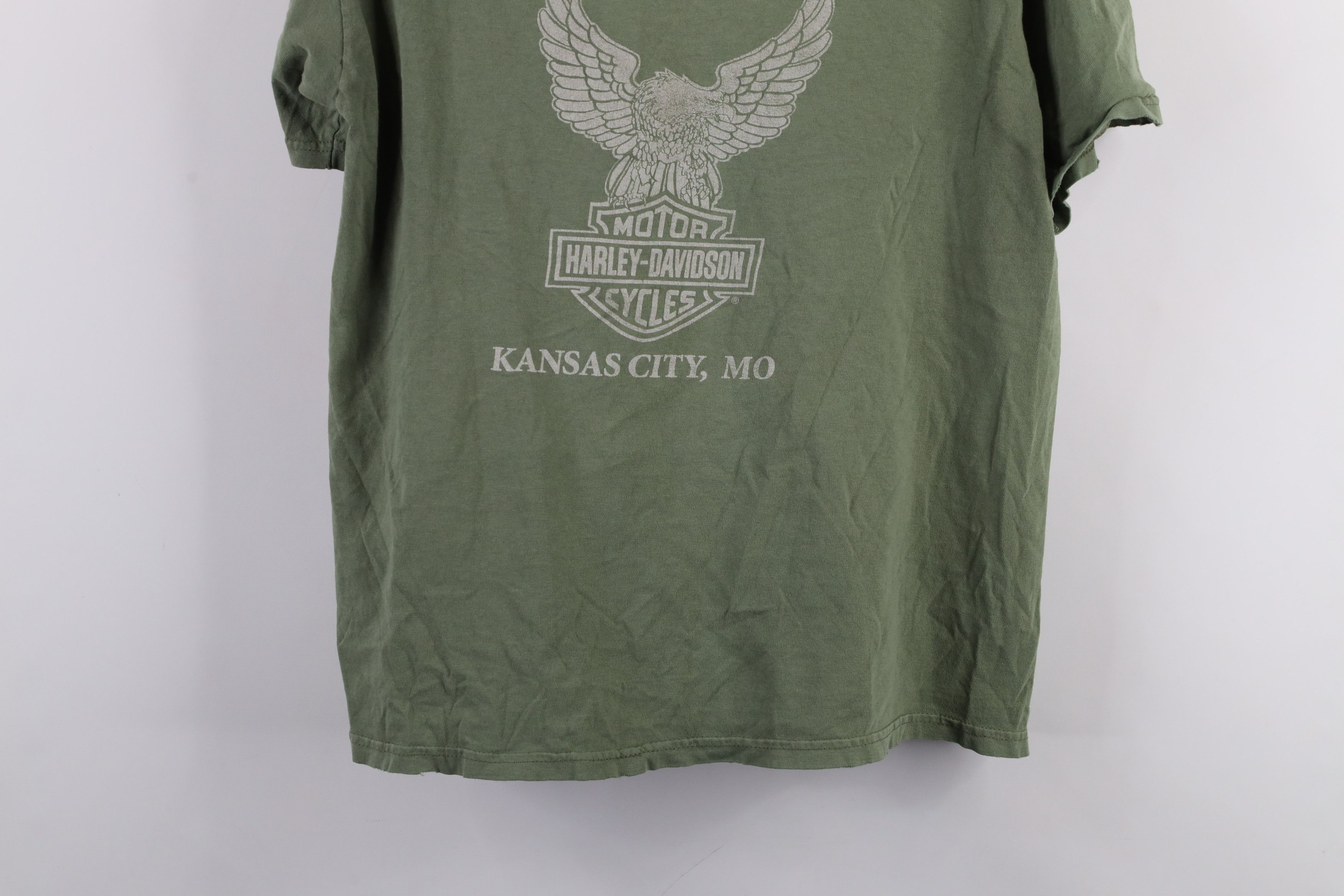 Harley Davidson × Vintage Vintage Harley Davidson Military Style T-Shirt Green Cotton Size US S / EU 44-46 / 1 - 15 Thumbnail