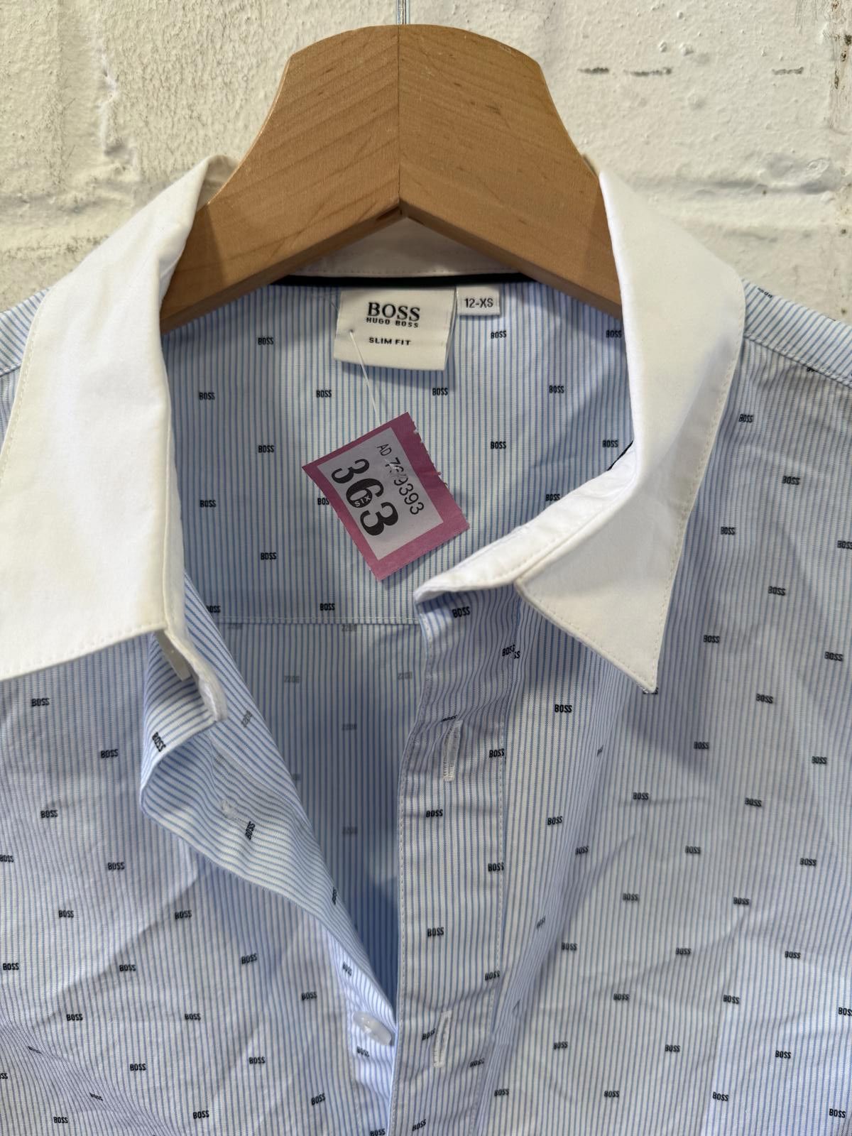 Hugo Boss BOSS Blue Patterned Shirt with White Collar Size US XS / EU 42 / 0 - 2 Thumbnail