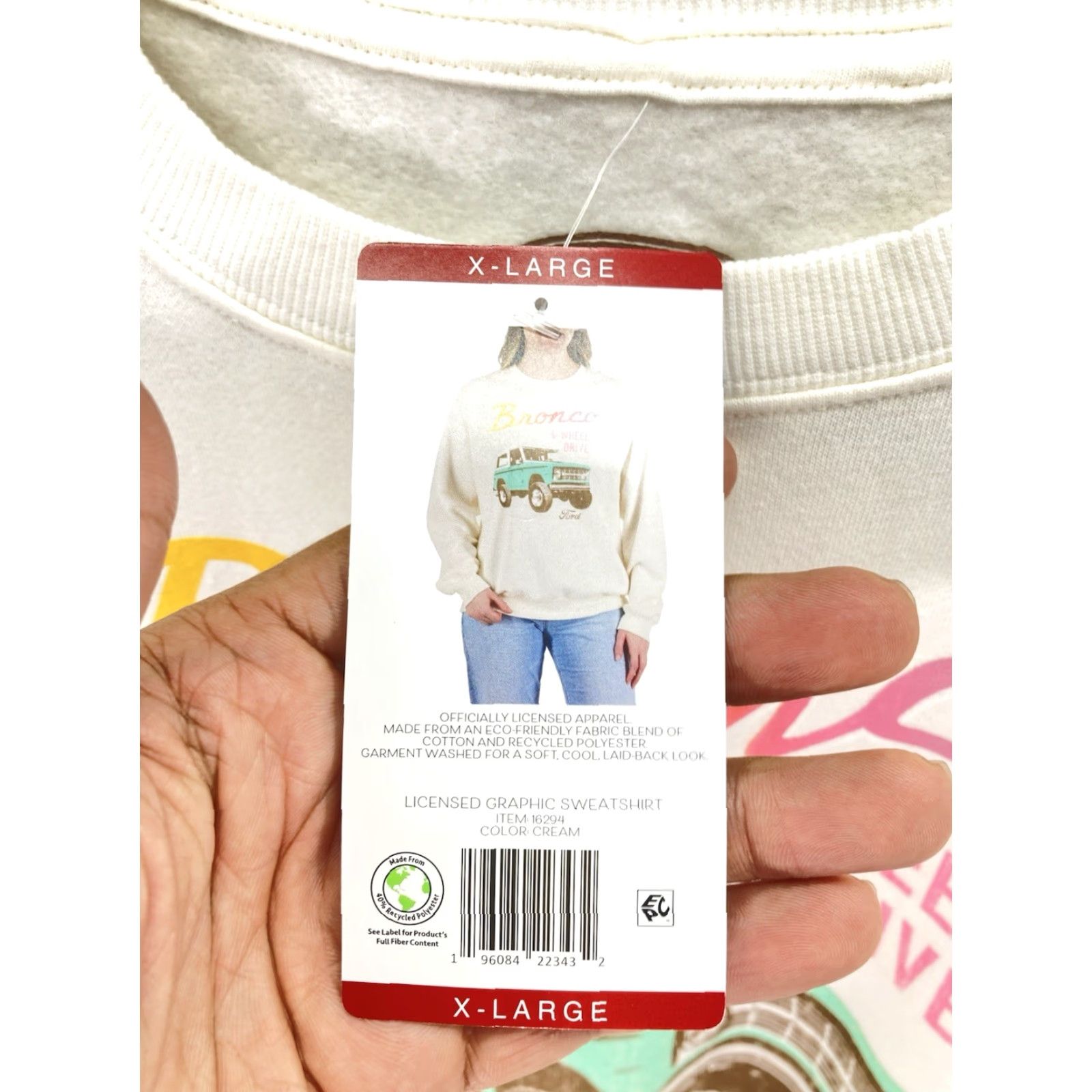 Ford VINTAGE Ford Bronco Sweatshirt Women XL Ivory Crew Neck Long Sleeve Pullover NWT Size XL / US 12-14 / IT 48-50 - 6 Thumbnail