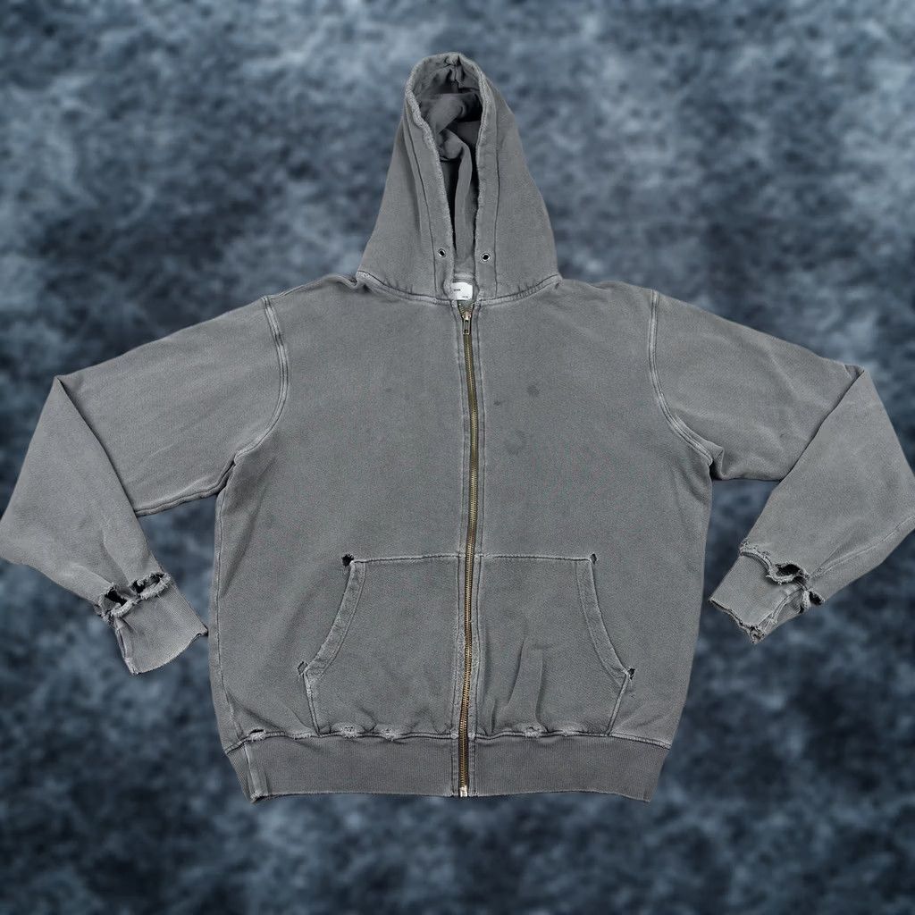 Vintage Joah Brown Hoodie Womens One Size Gray Full Zip Cotton Thrashed Grungy Casual Size ONE SIZE - 1 Thumbnail