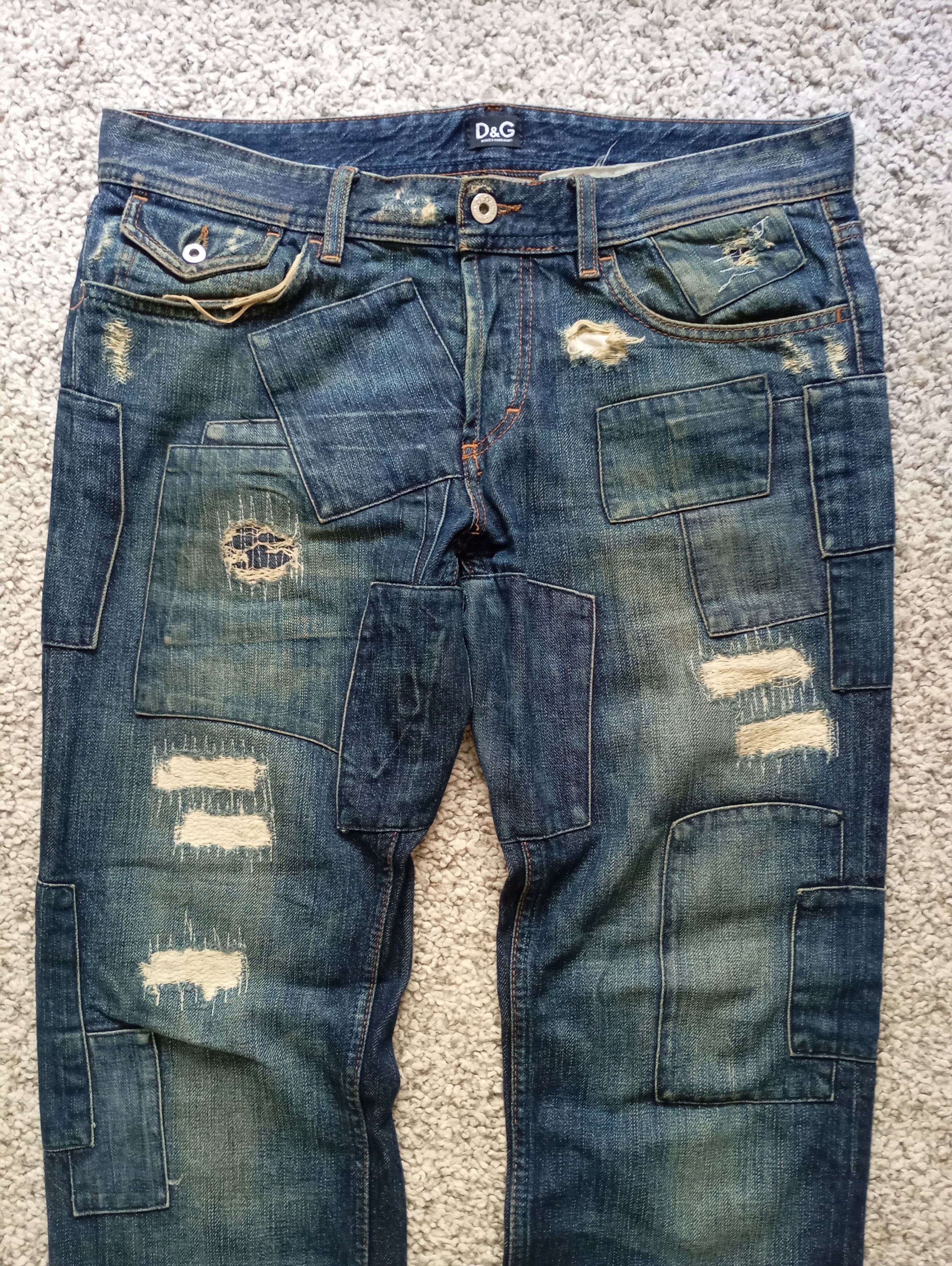 Dolce & Gabbana Dolce & Gabbana Y2k Distressed Patchwork Denim Pants Size US 32 / EU 48 - 2 Thumbnail